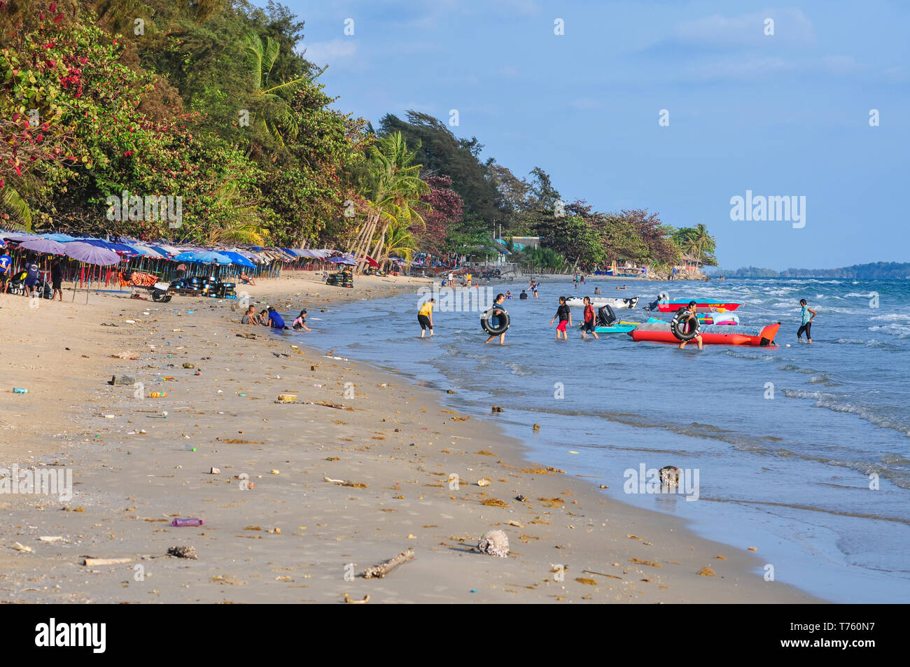Thailand beach pollution Stock Photo