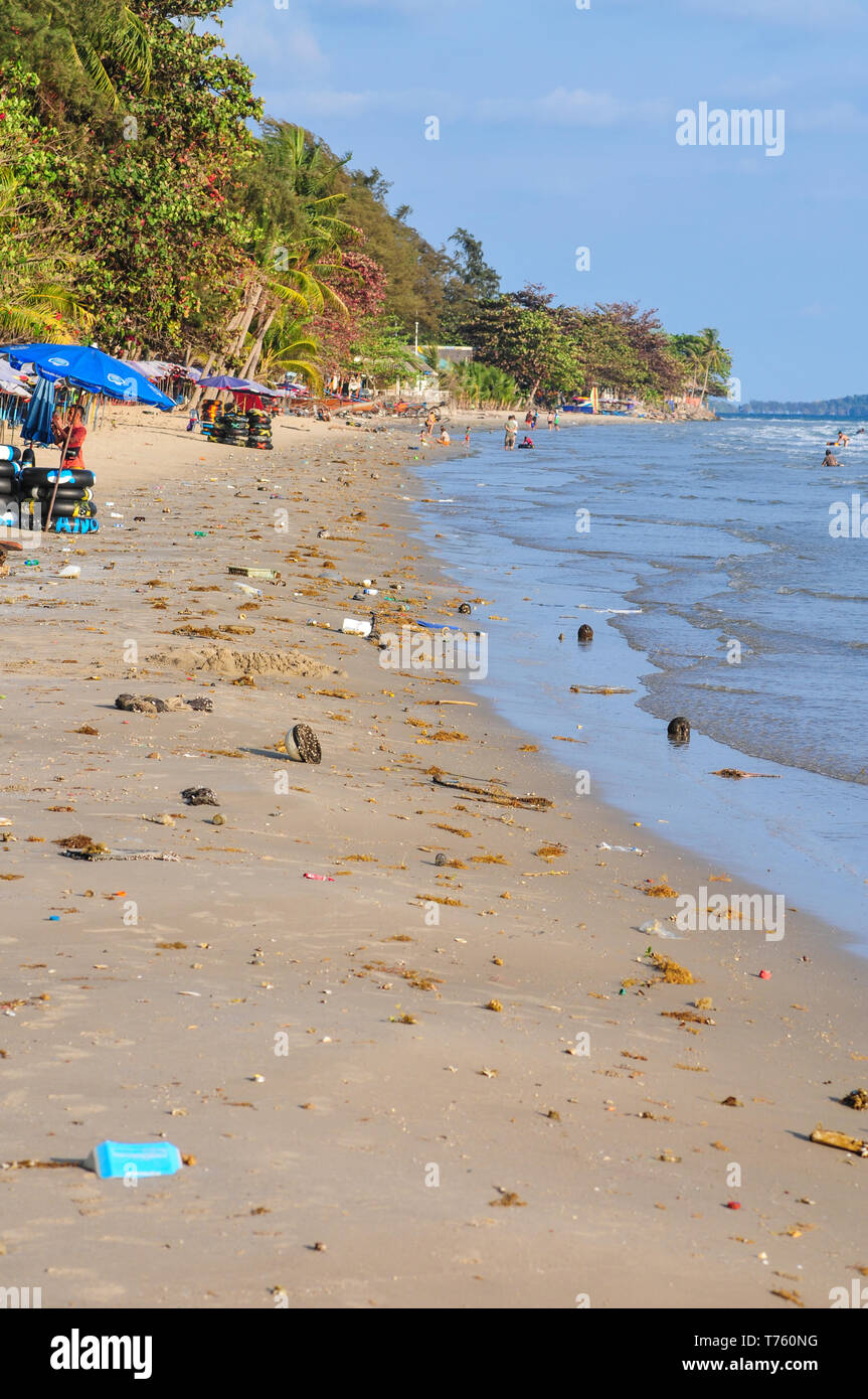 Thailand beach pollution Stock Photo
