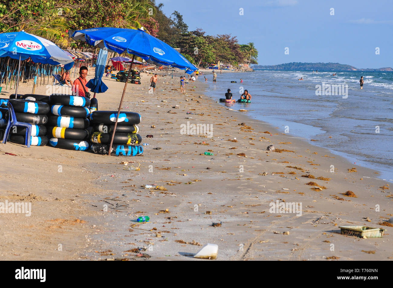 Thailand beach pollution Stock Photo