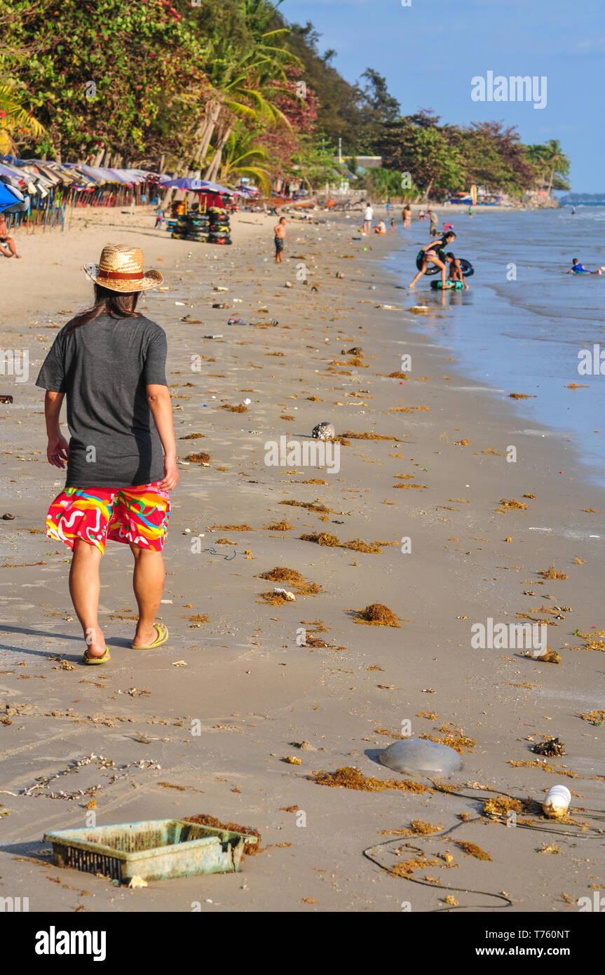 Thailand beach pollution Stock Photo