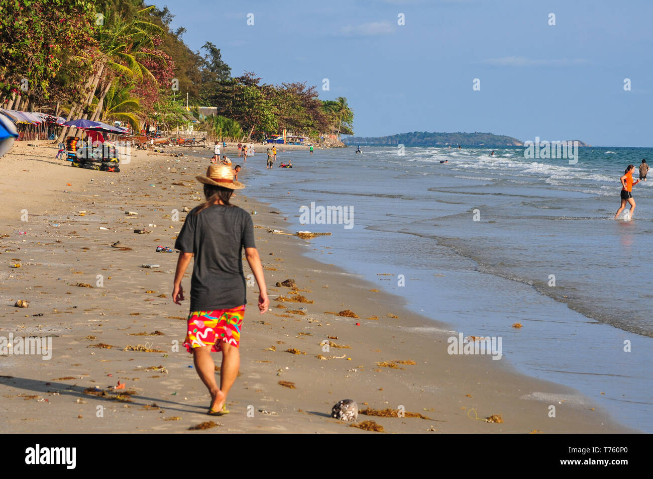 Thailand beach pollution Stock Photo