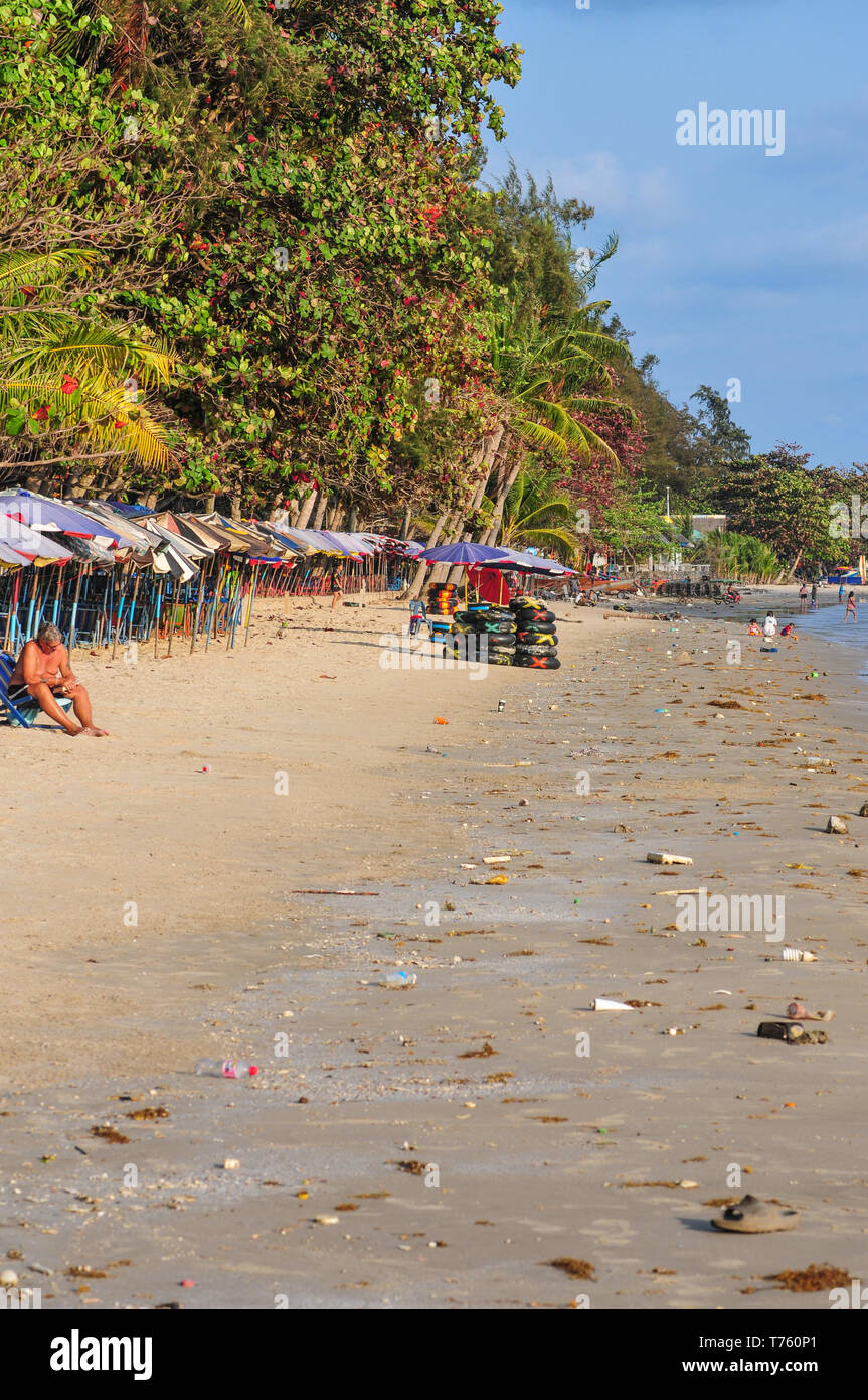 Thailand beach pollution Stock Photo