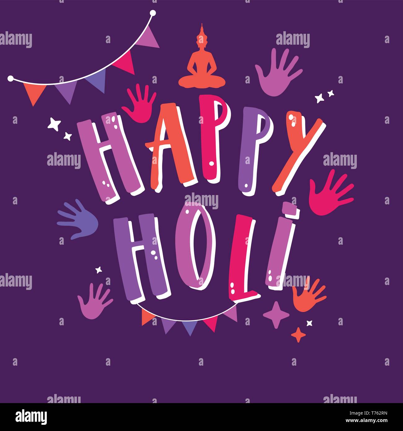 Happy Holi vector sign with colorful elements Stock Vector Image & Art ...