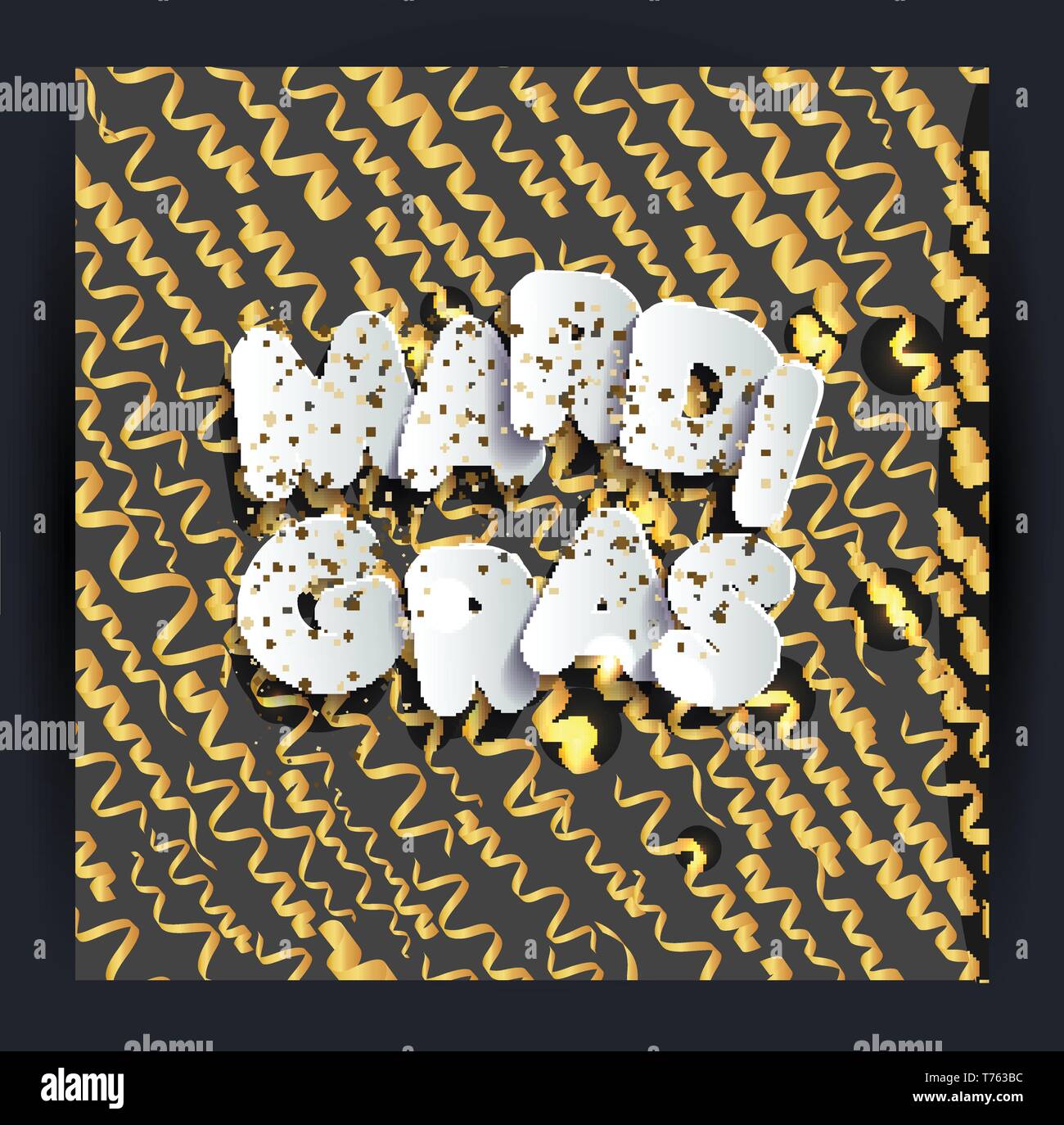 Carnival mardi gras pattern on gold serpentine Stock Vector