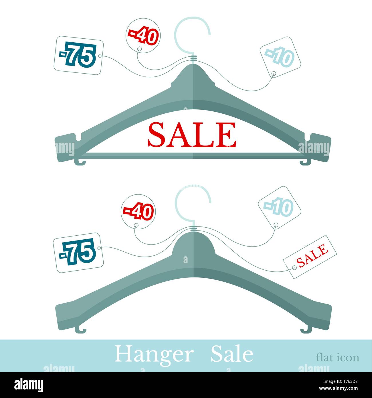 flat two different hangers with tag sale on white Stock Vector