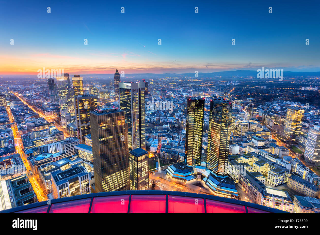 Frankfurt am Main, Germany. Aerial cityscape image of Frankfurt am Main skyline during beautiful