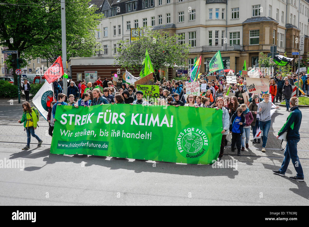 Essen, Ruhr Area, North Rhine-Westphalia, Germany - Fridays for Future Demonstration on Ruettenscheider Street on the occasion of the RWE Annual Gener Stock Photo