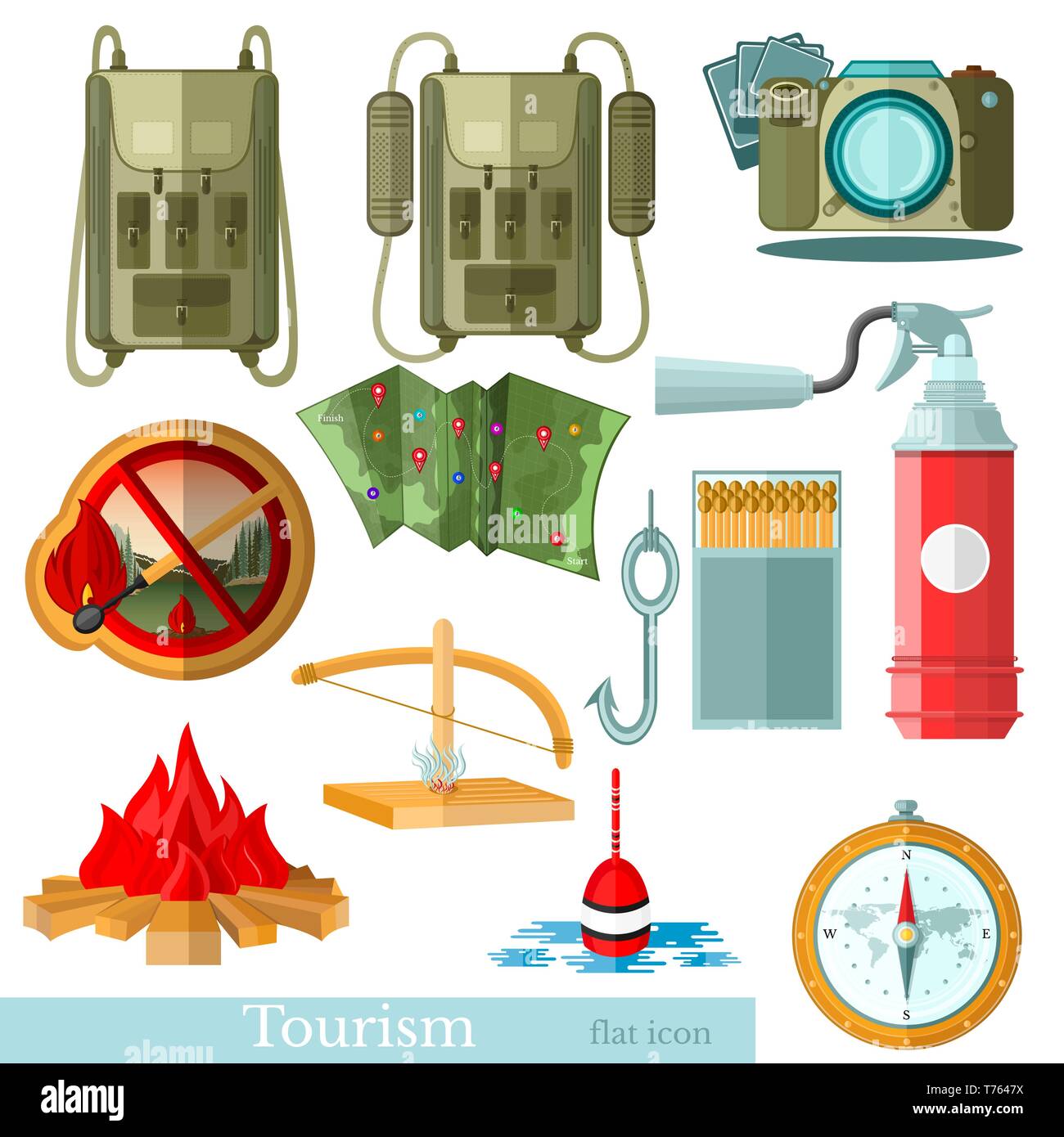 Set of flat tourism icons isolated on white Stock Vector Image & Art ...