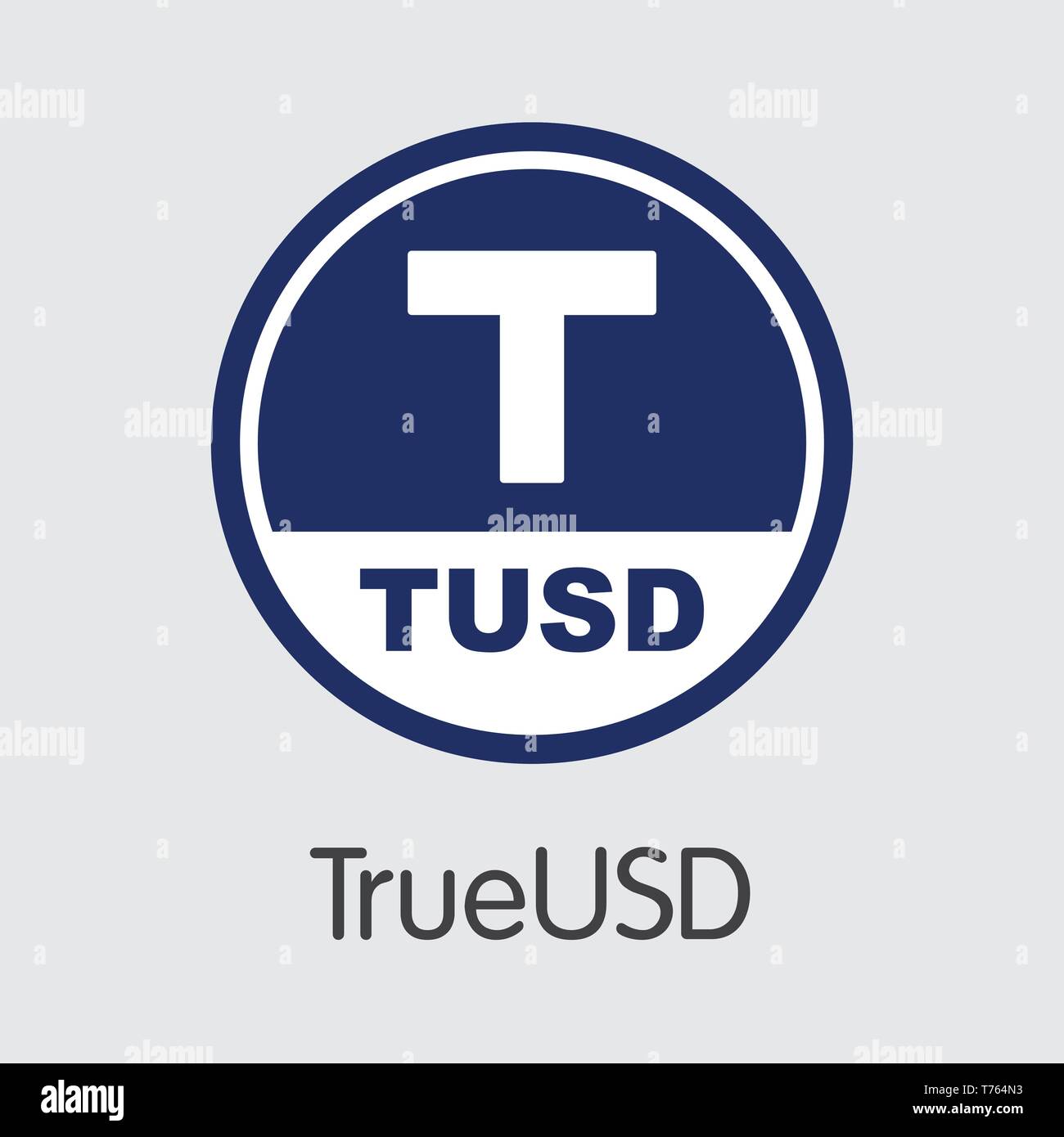 TUSD - Trueusd. The Logo of Cryptocurrency or Market Emblem. Stock Vector