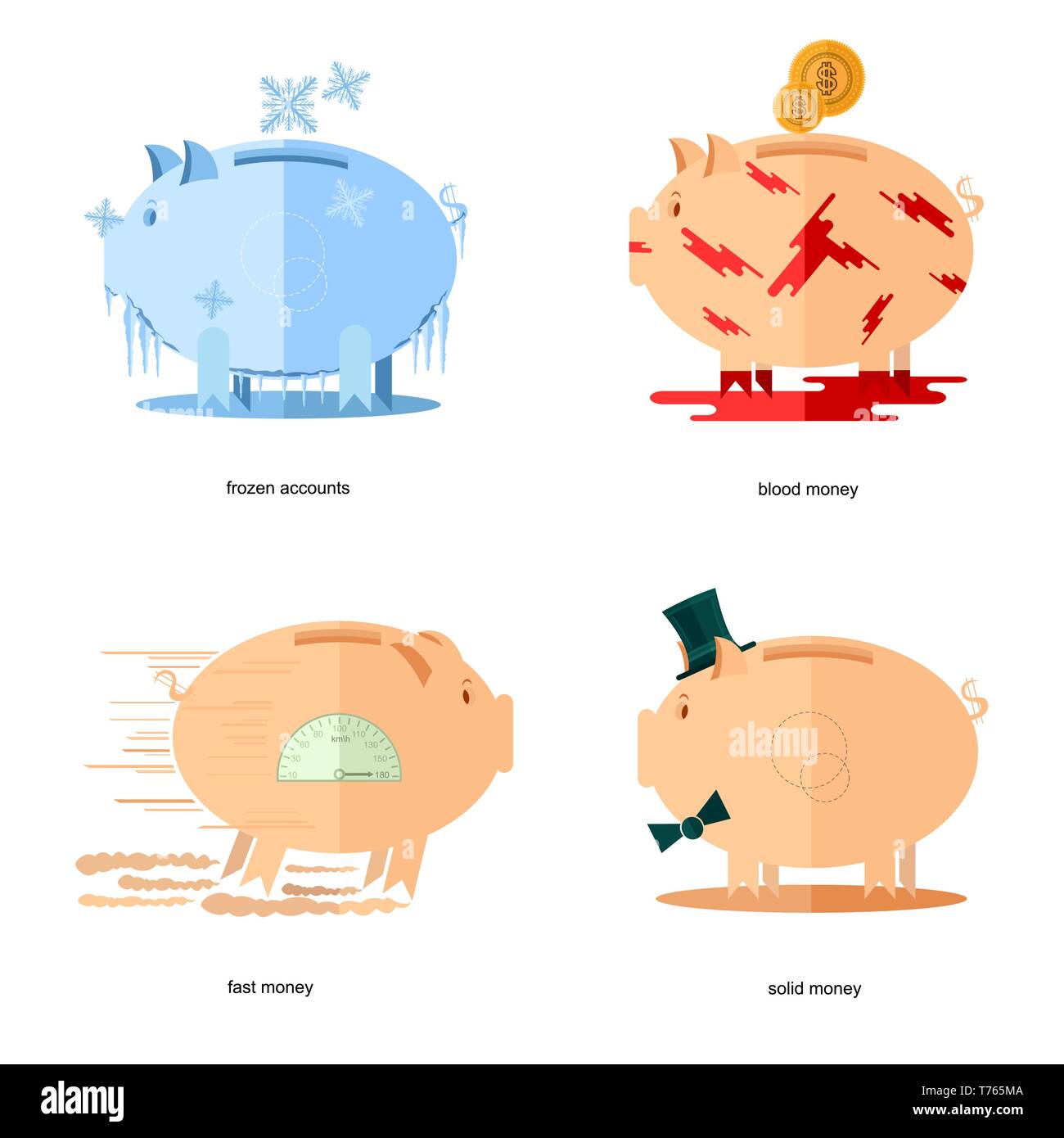 Blood Money Stock Vector Images Alamy - flat design piggy bank icons concepts of finance and business on white frozen accounts