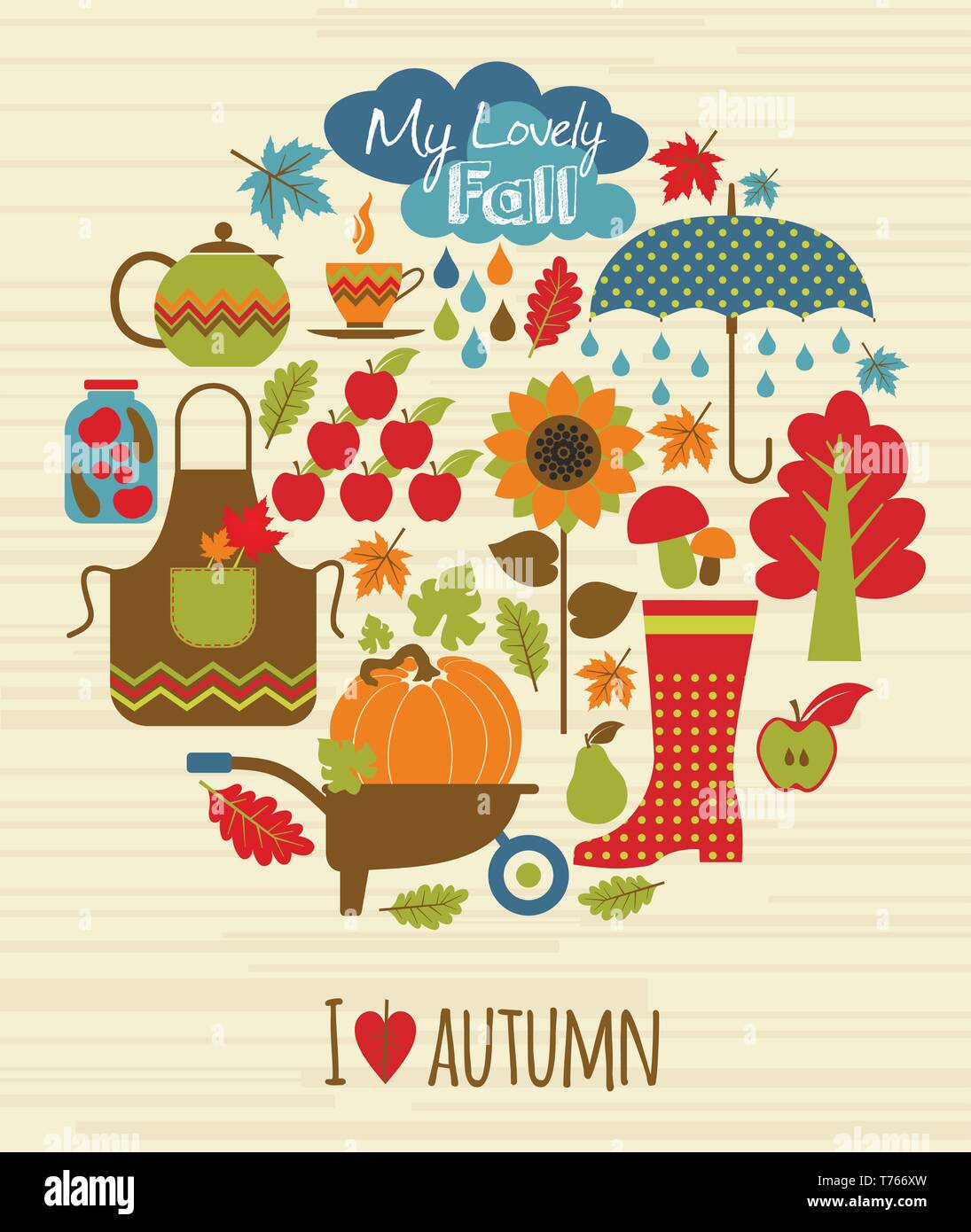 Autimn background. Set design elrment of icons Stock Vector Image & Art ...