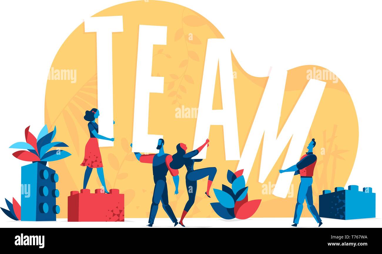 People work together on a great idea Stock Vector