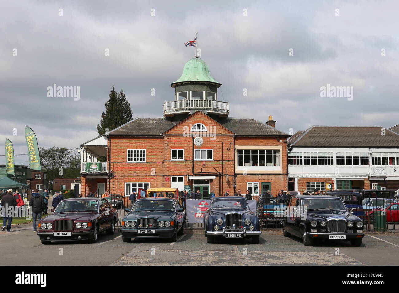 Bentleys and Daimler Limousine, British Marques Day, 28 April 2019, Brooklands Museum, Weybridge, Surrey, England, Great Britain, UK, Europe Stock Photo