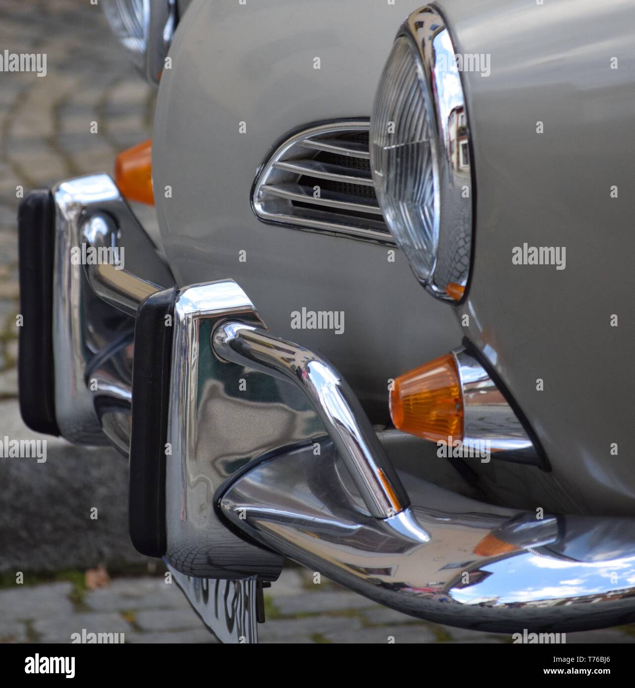 chrome Bumper on a Vintage car Stock Photo Alamy