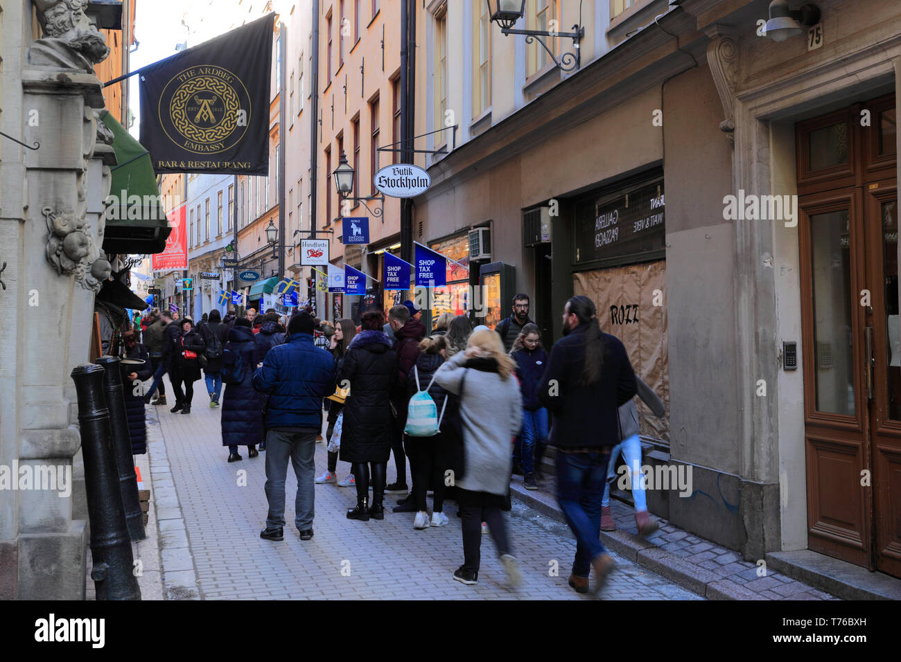 Shops and buildings in the Gamla Stan, Stockholm City, Sweden, Europe