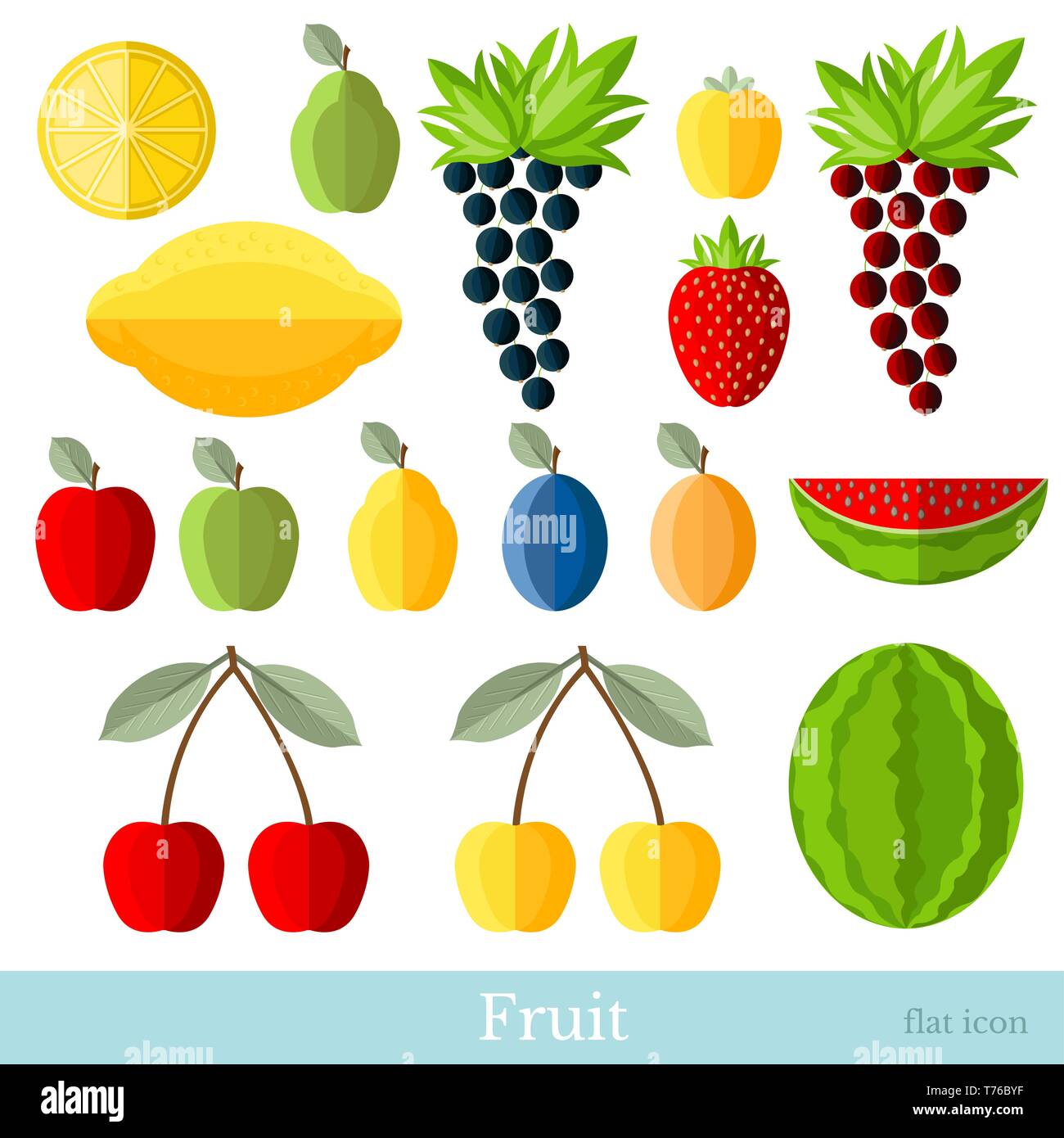 flat fruit set on white Stock Vector Image & Art - Alamy