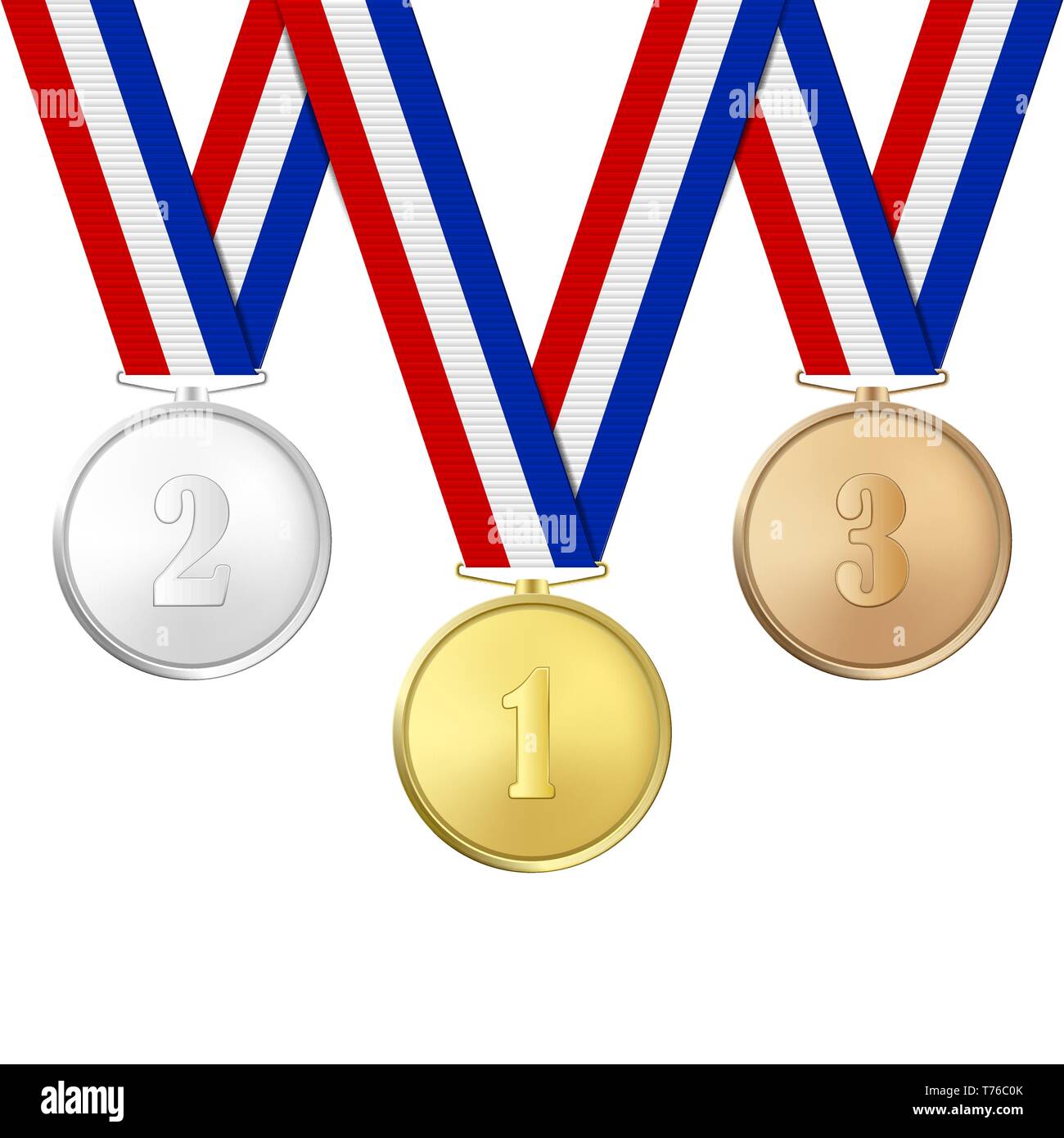 Vector 3d Realistic Gold, Silver and Bronze Award Medals Icon Set with ...