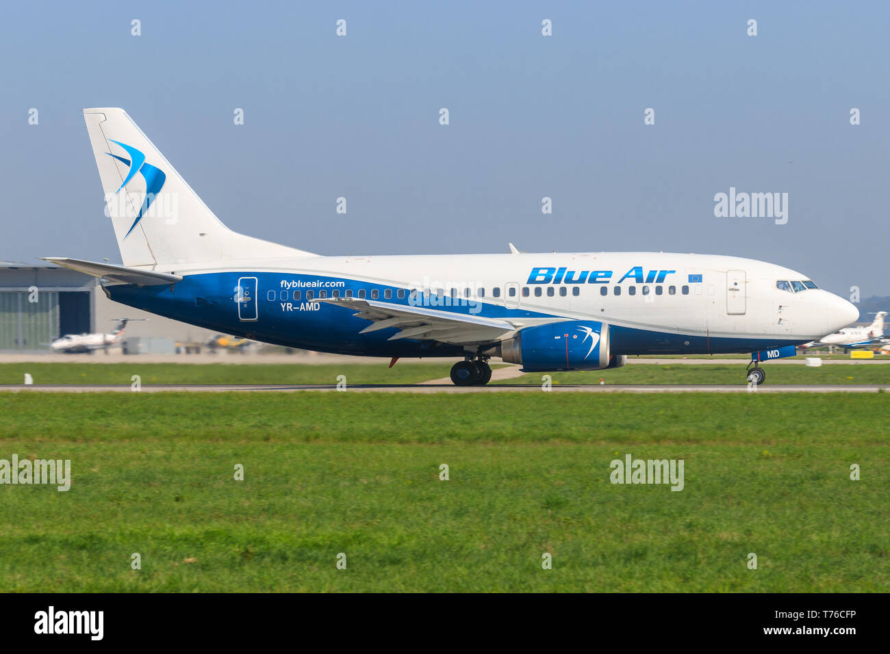 Stuttgart/Germany Mai 27, 2019: Blueair Boeing 737 last flight at Stuttgart Airport. Stock Photo
