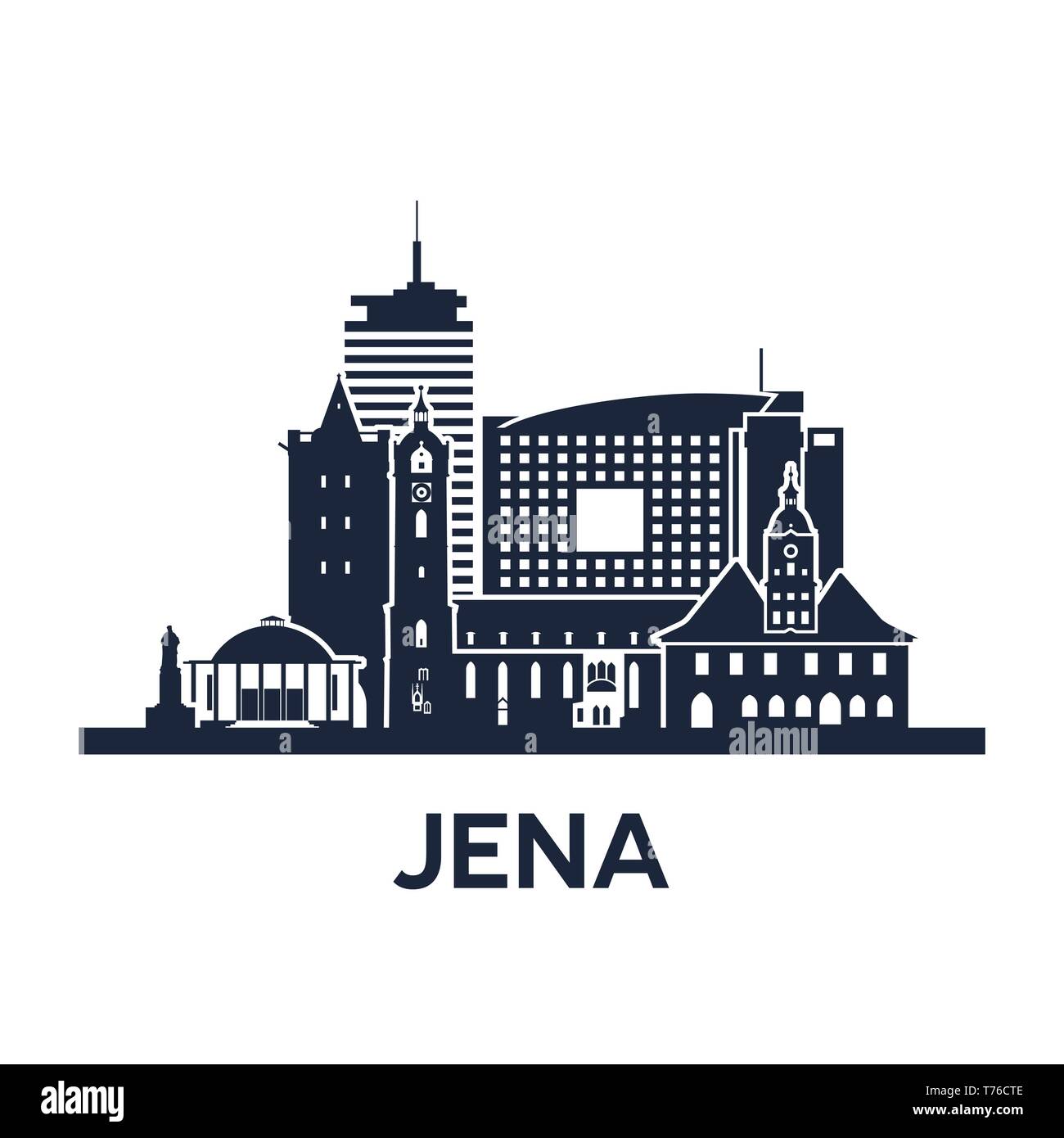 Abstract skyline of city Jena, vector illustration Stock Vector