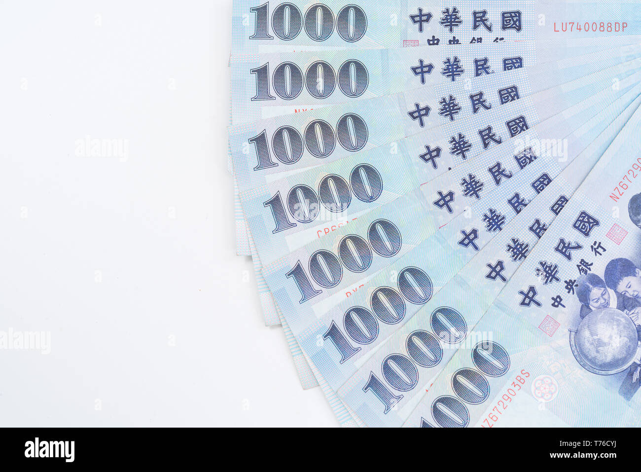 1000 New Taiwan Dollars isolated on white background Stock Photo
