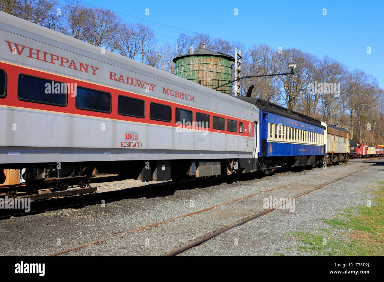 Historic trains display in the train yard in Whippany Railway Musuem