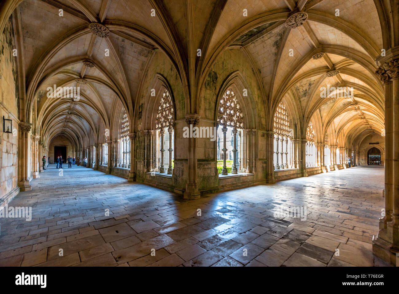 Impressive atmosphere of Batalha Dominican convent, Portugal Stock Photo
