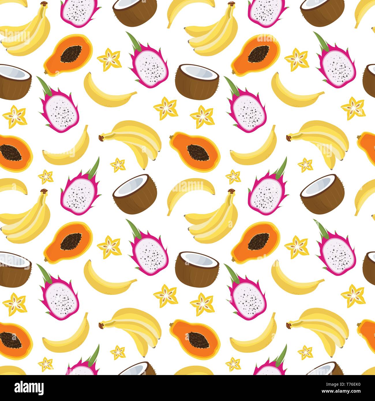 Seamless pattern with tropical fruits. Vector illustration for print ...