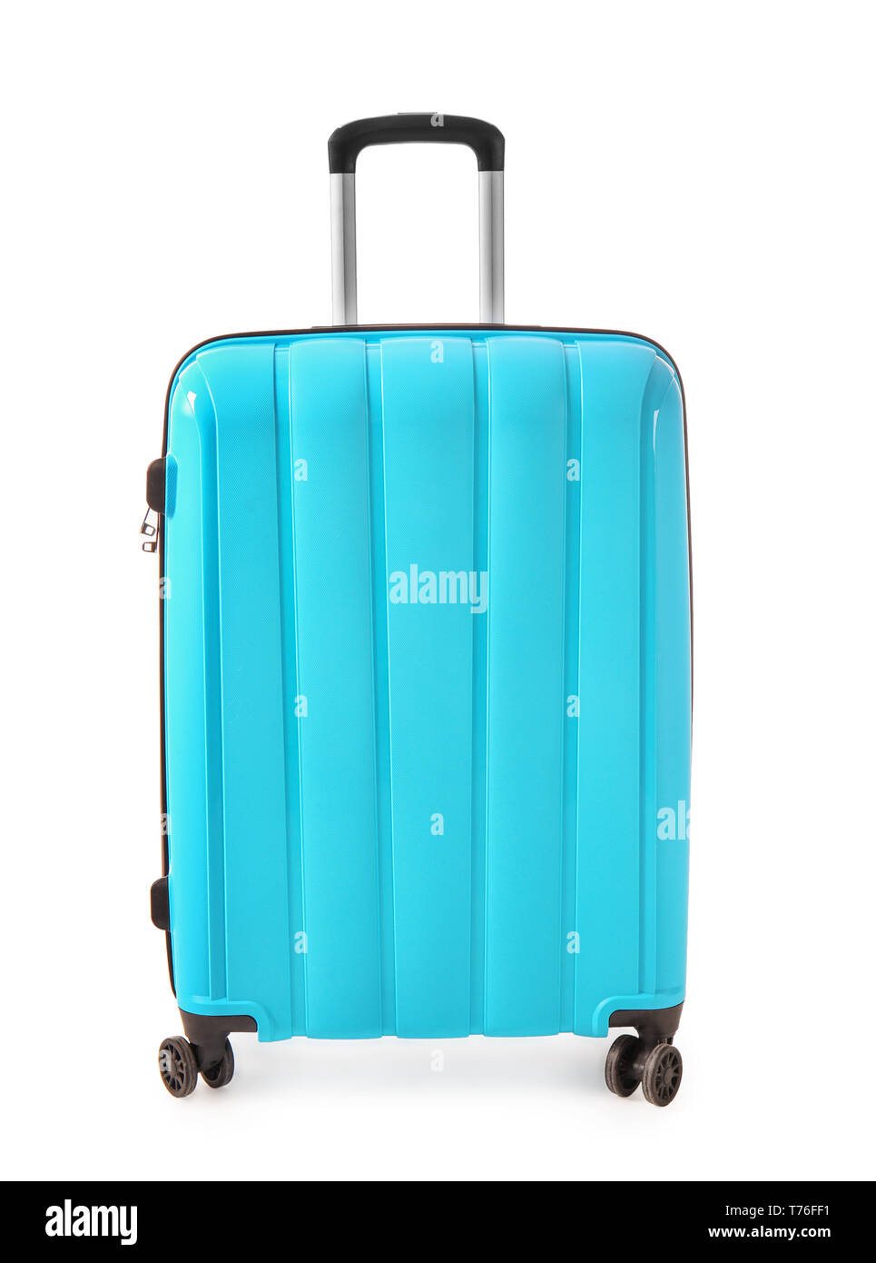 Modern suitcase on white background Stock Photo