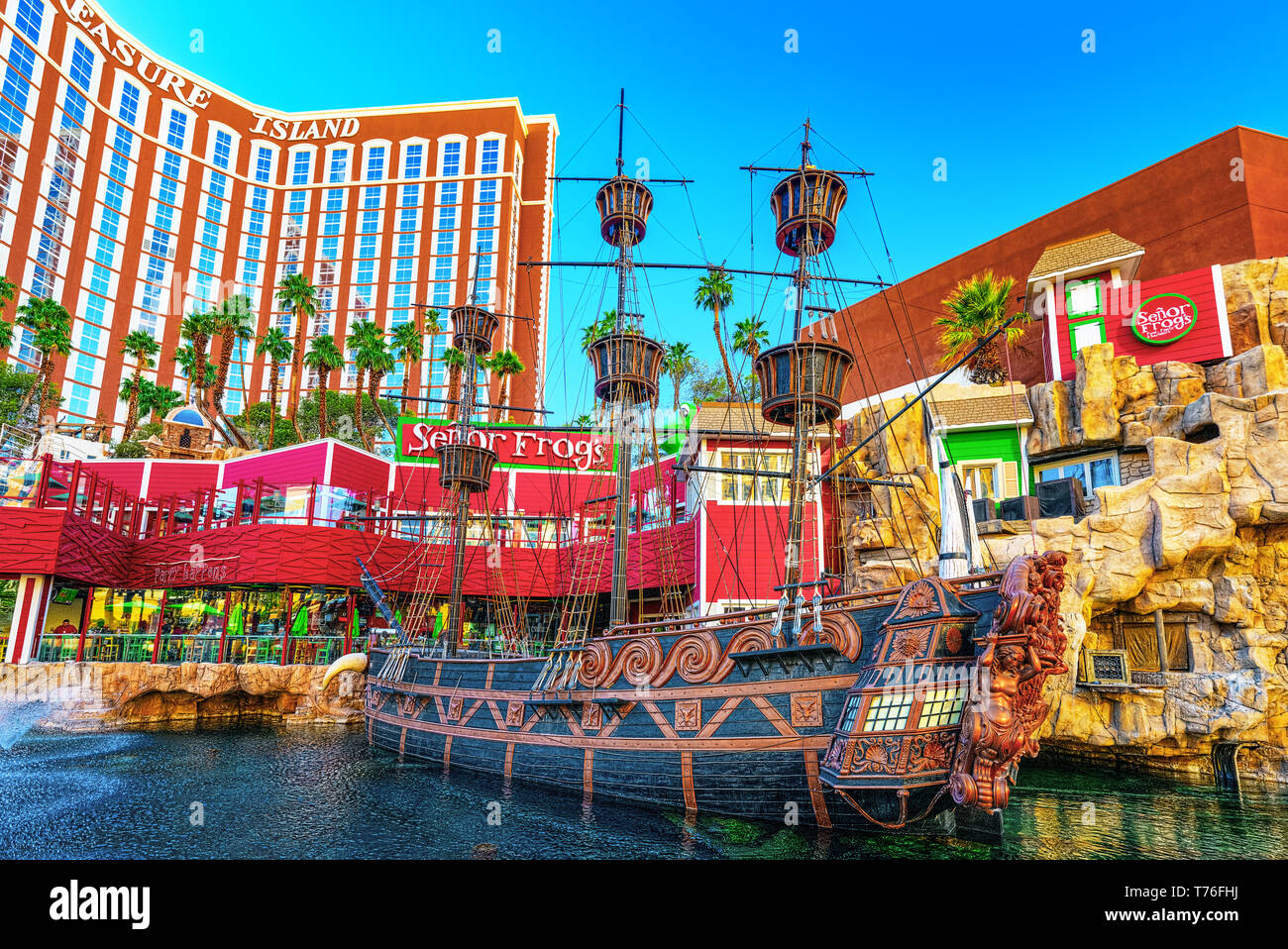 Las Vegas, Nevada, USA - September 15, 2018: Main street of Las Vegas is the Strip. Casino, hotel and resort Treasure Island. Stock Photo
