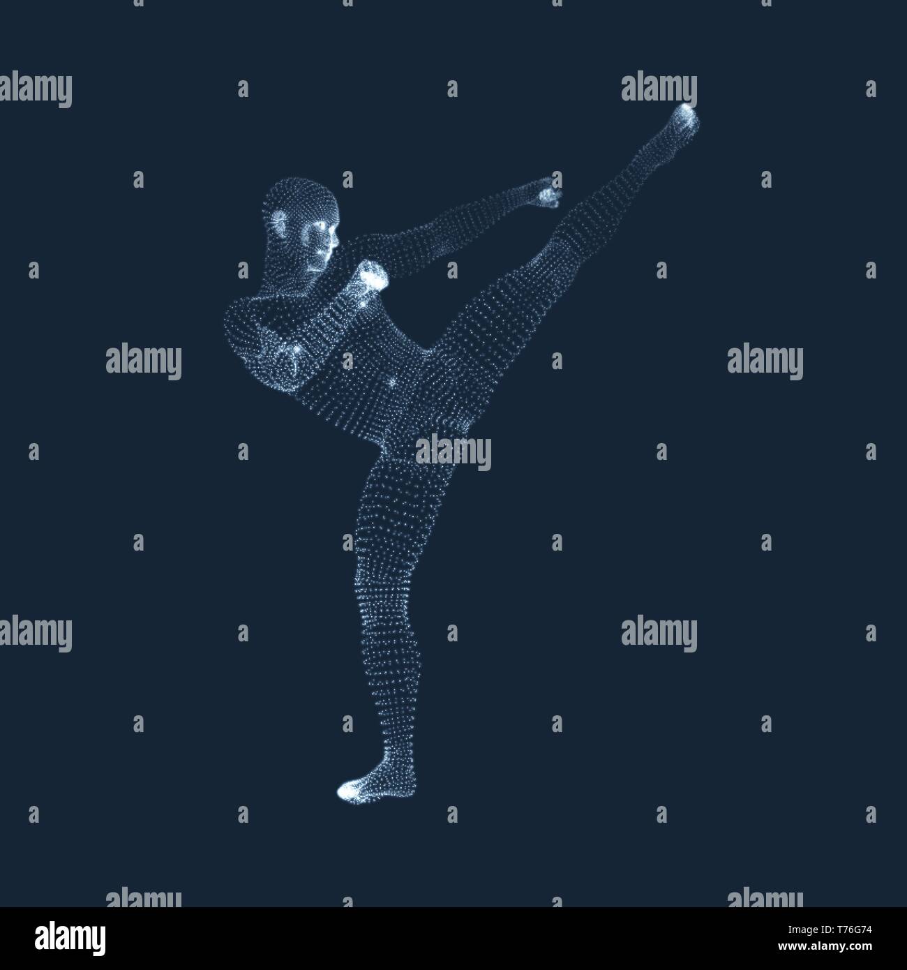 Fighting Man. 3D Model of Man. Human Body Model. Body Scanning. View of ...
