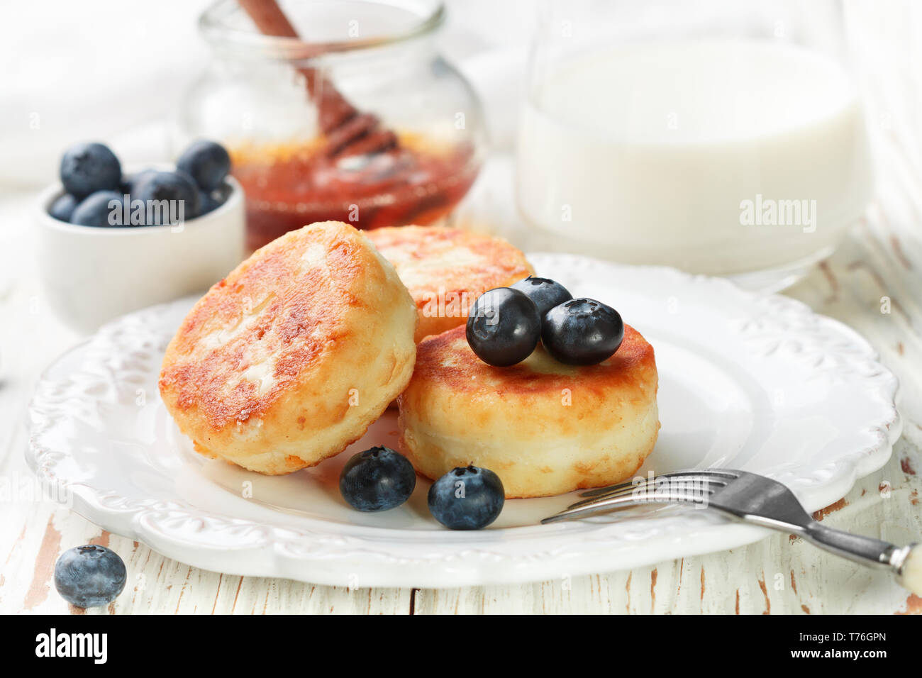 Cottage Cheese Pancakes Syrniki Curd Fritters With Fresh Berries