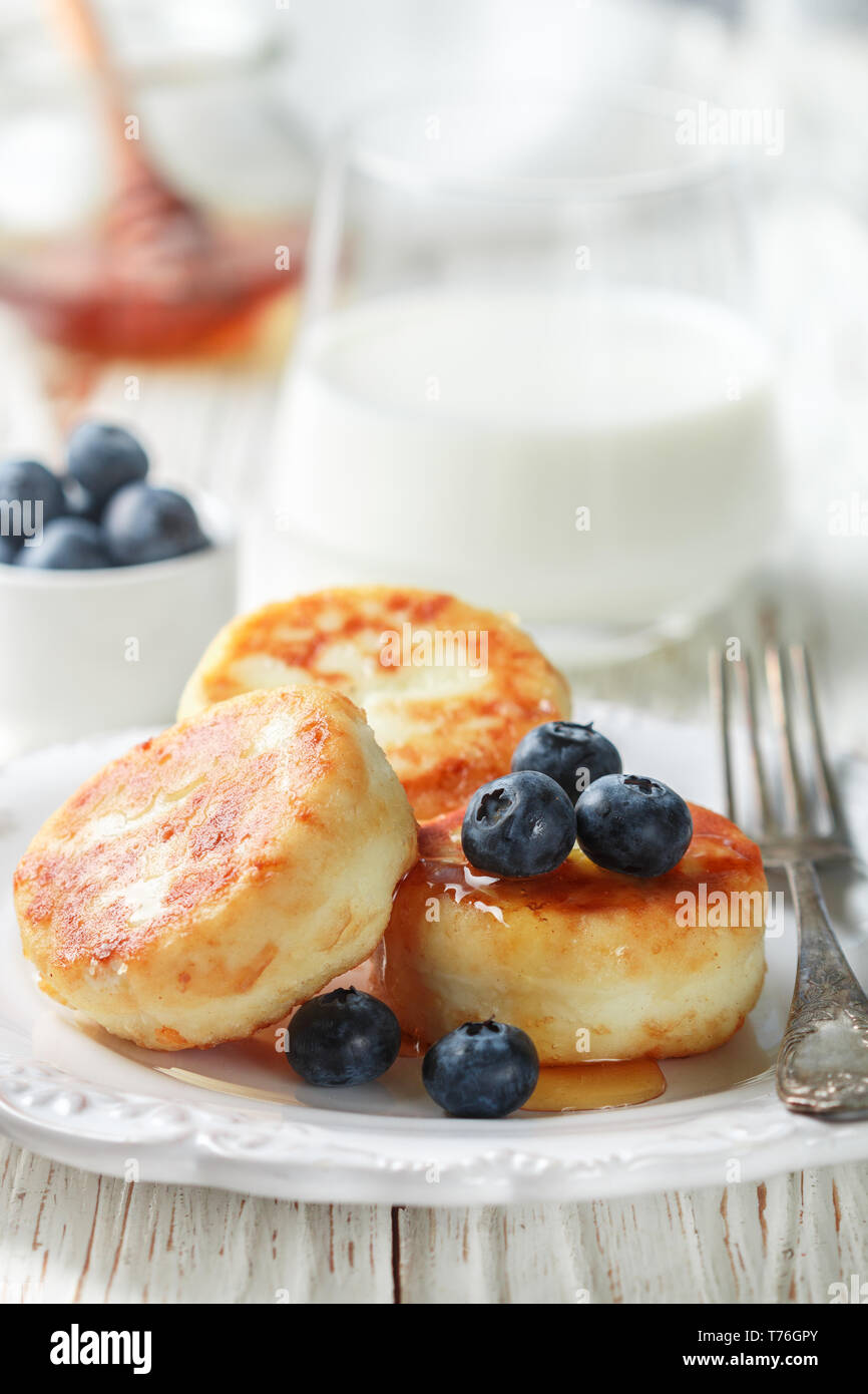 Cottage Cheese Pancakes Syrniki Curd Fritters With Fresh Berries