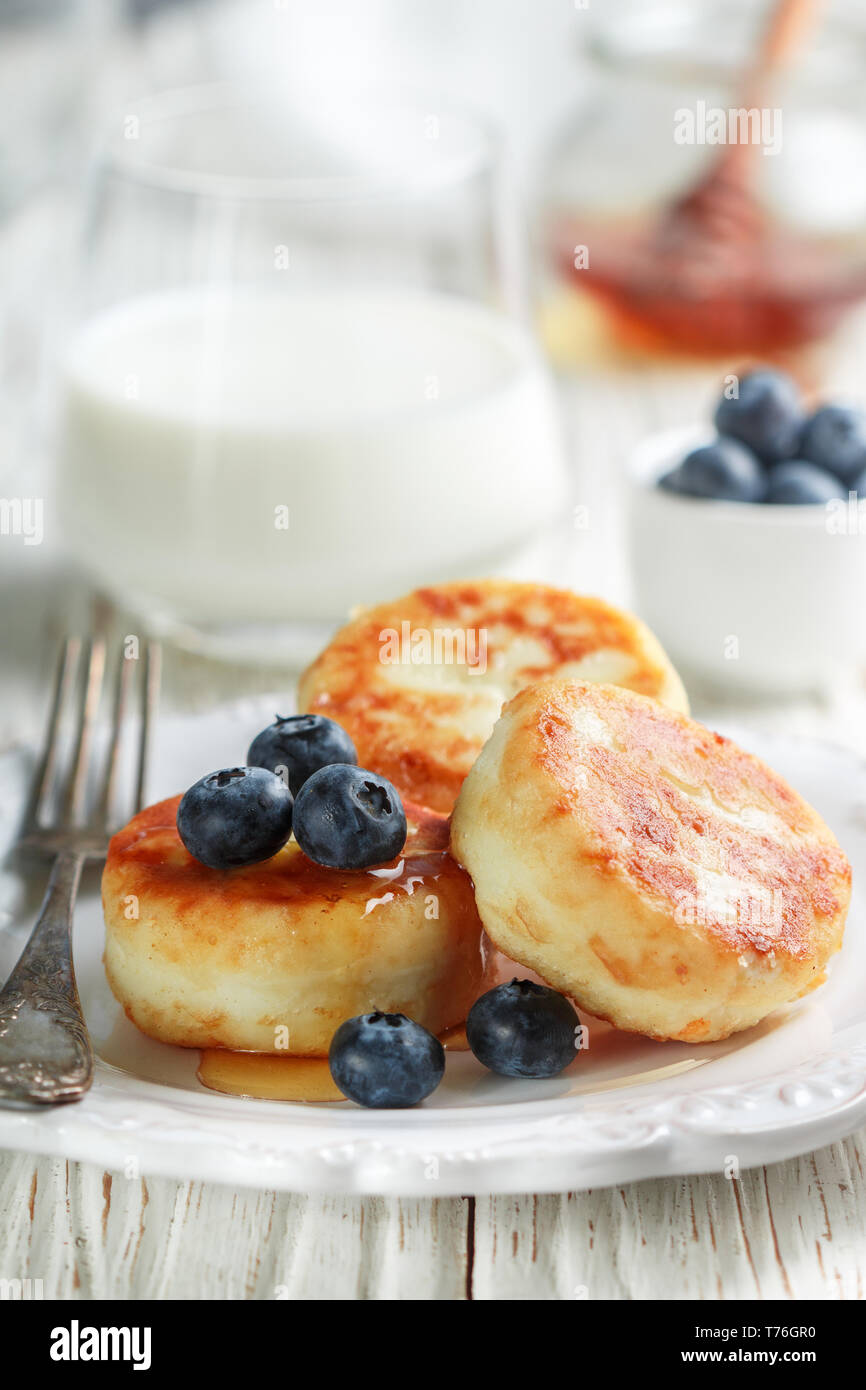 Cottage Cheese Pancakes Syrniki Curd Fritters With Fresh Berries