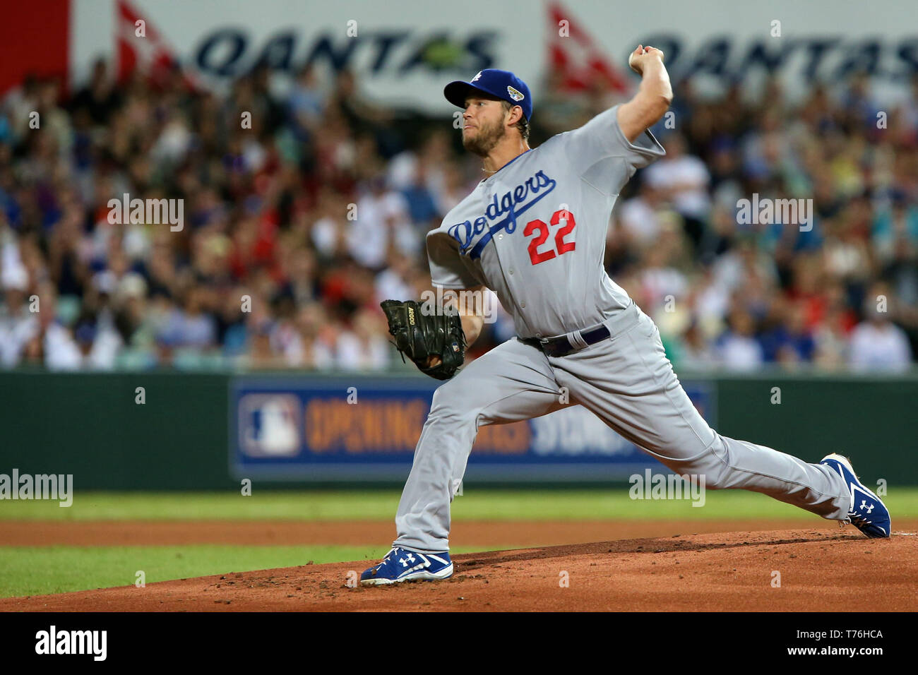 Clayton Kershaw, MLB 2014 Opening Series  Los Angeles Dodgers v Arizona Diamondbacks  at the Sydney Cricket Ground, 22nd March 2014. Stock Photo