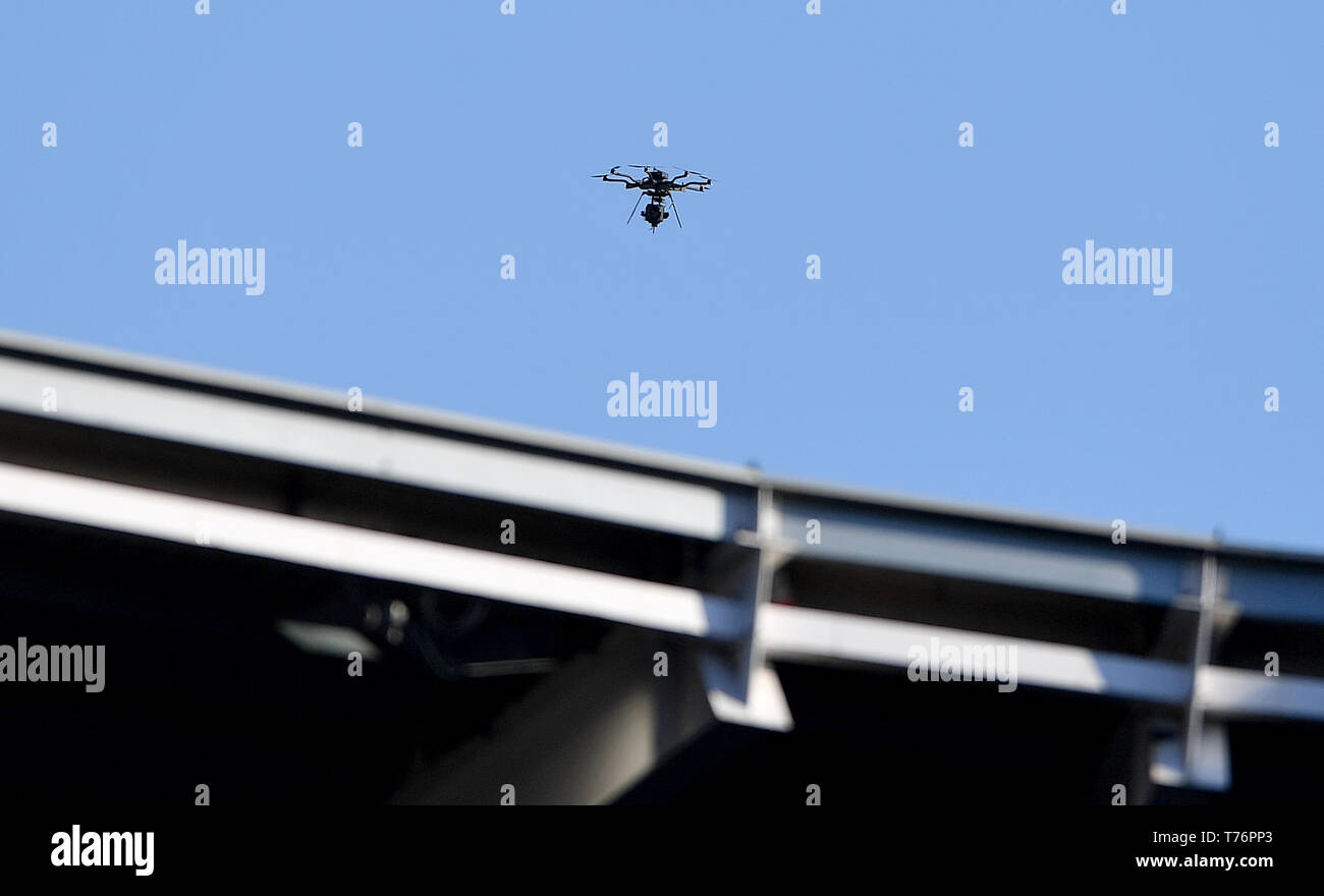 A drone above the stadium during the Premier League match at Cardiff City  Stadium Stock Photo - Alamy