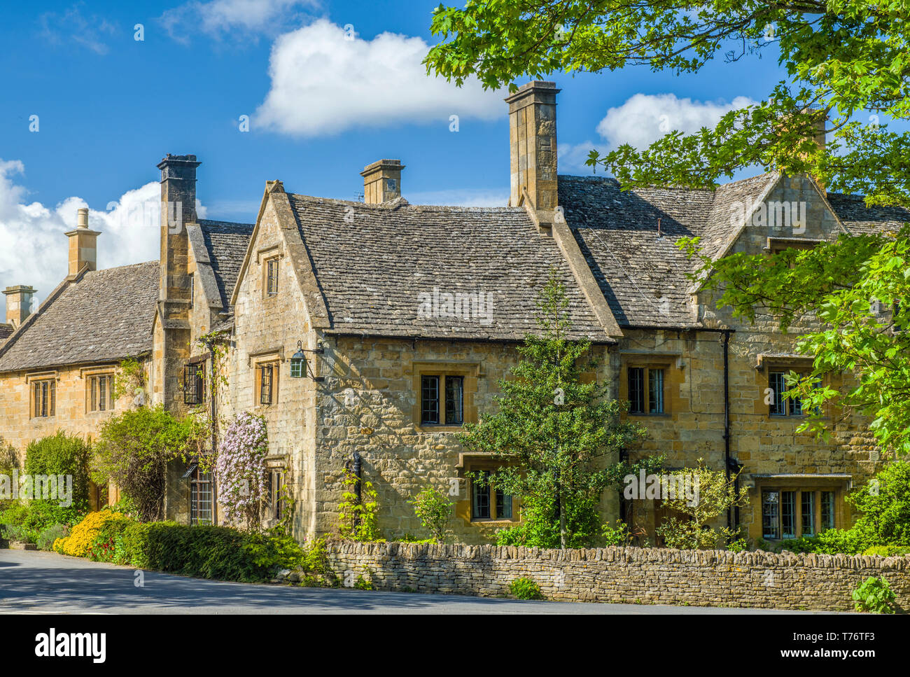 Houses in the rural village of Stanton near Broadway in the Cotswolds Stock Photo