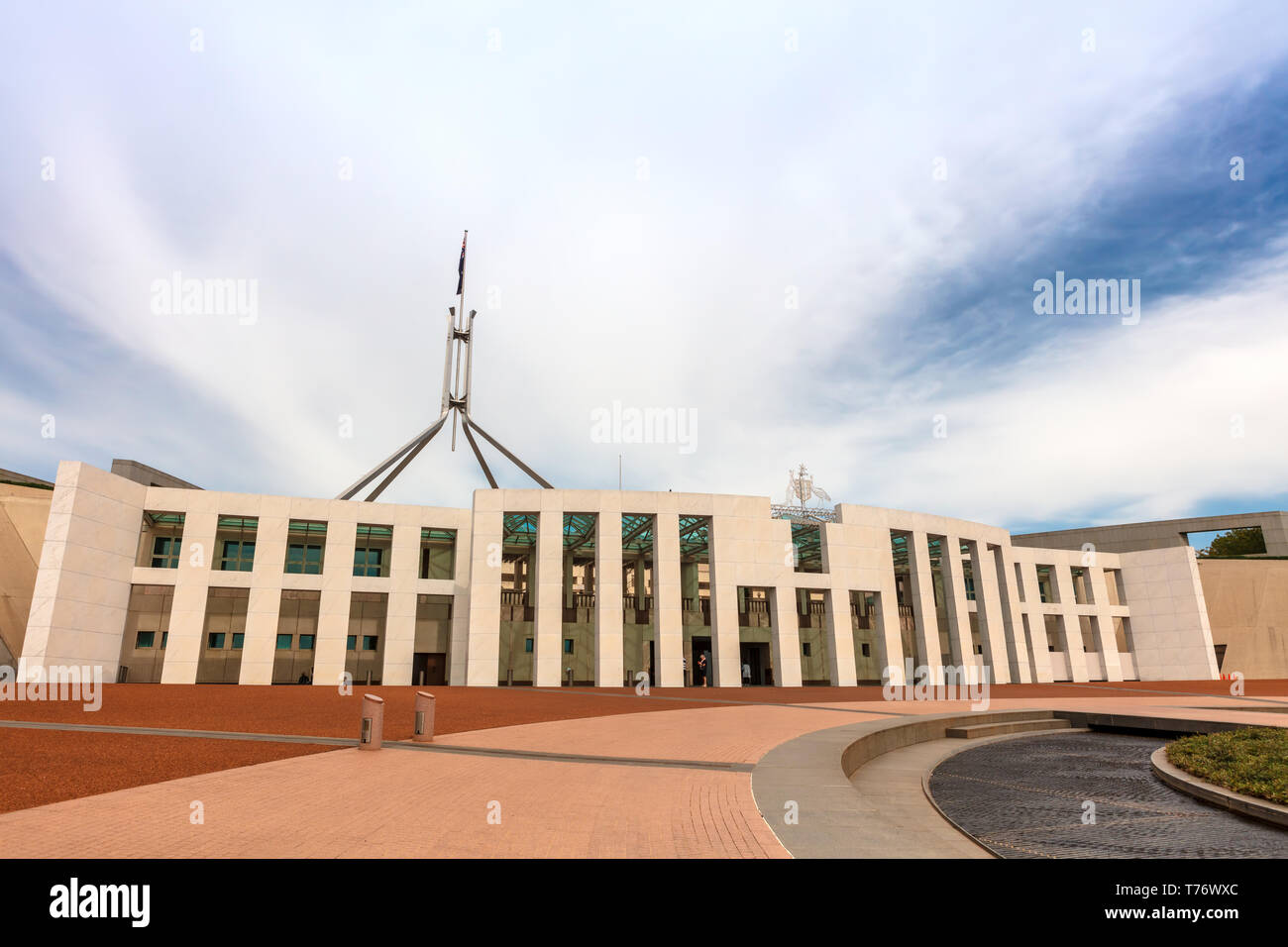 Parliament House, Canberra was opened on 9 May 1988 by Elizabeth II, it cost more than A$1.1 billion to build. Stock Photo