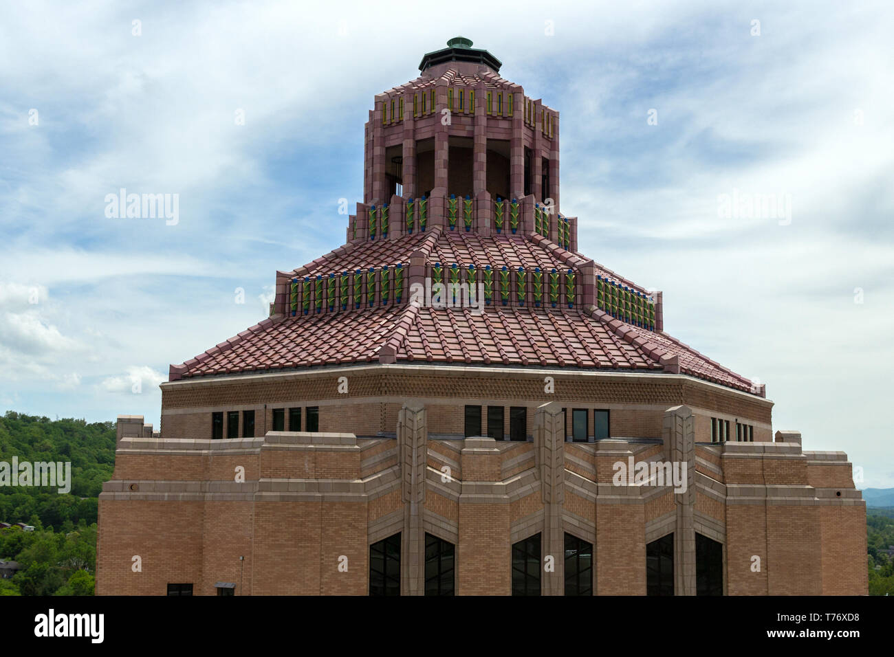 The octagonal roof and cupola of the City Building in Asheville, NC, USA Stock Photo
