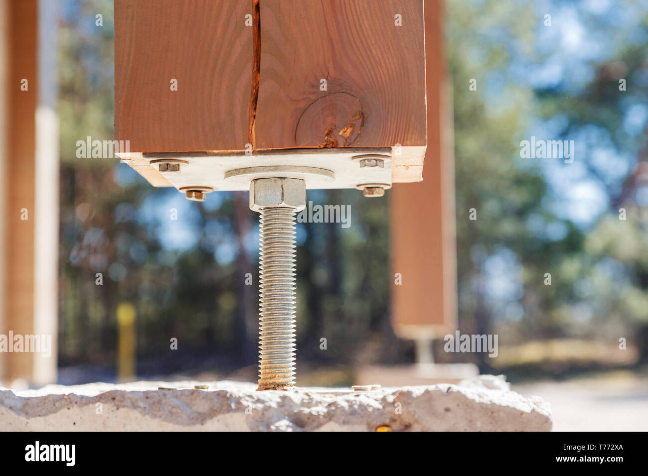 adjustable post base for timber pillar Stock Photo Alamy