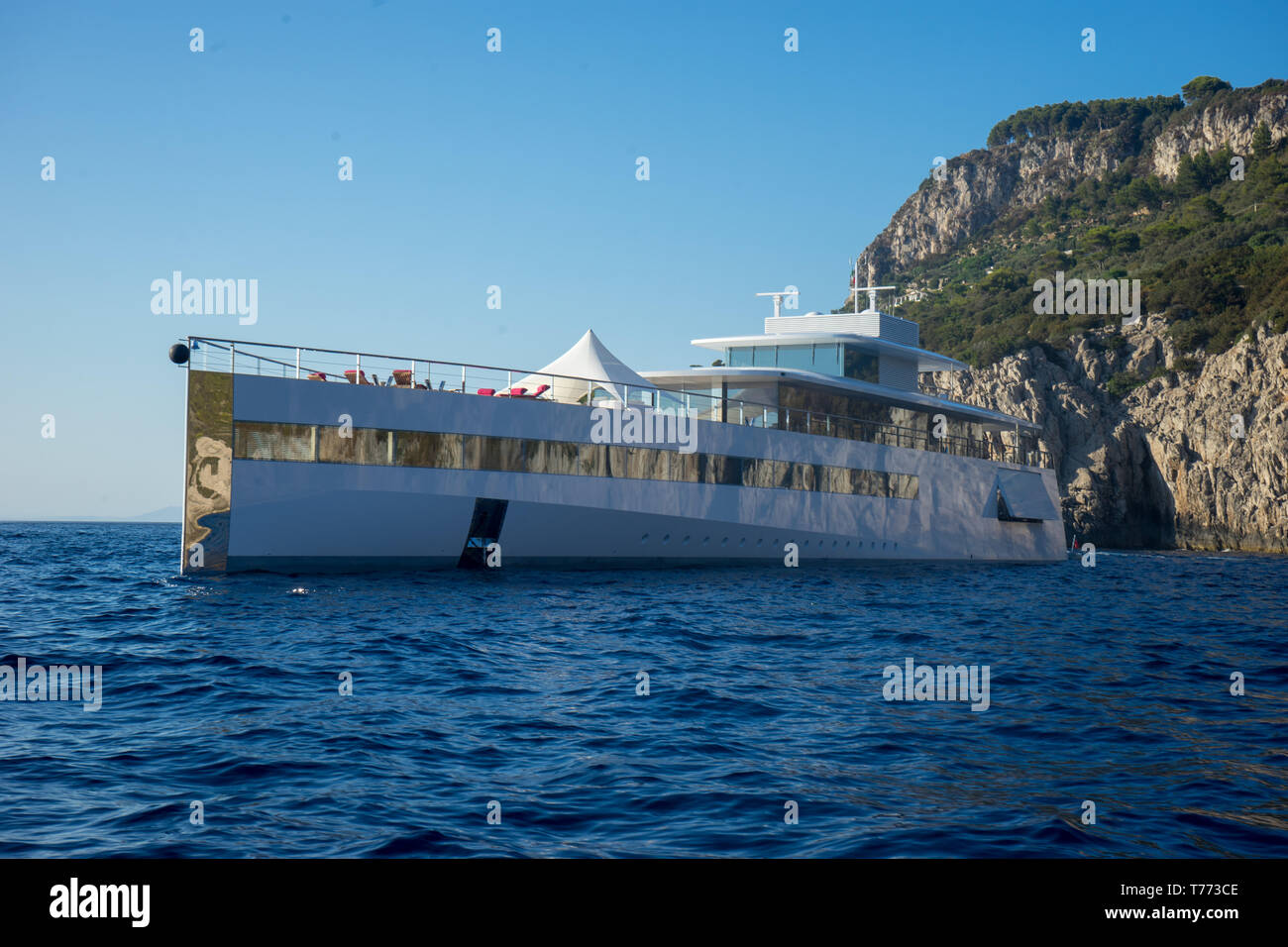 Venus, Steve Job's, ex Apple ceo, Yacht anchored in cala del Rio, Capri Stock Photo