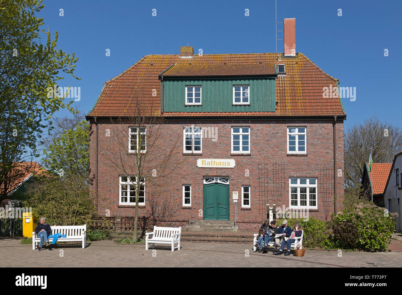 town hall, Spiekeroog Island, East Friesland, Lower Saxony, Germany Stock Photo