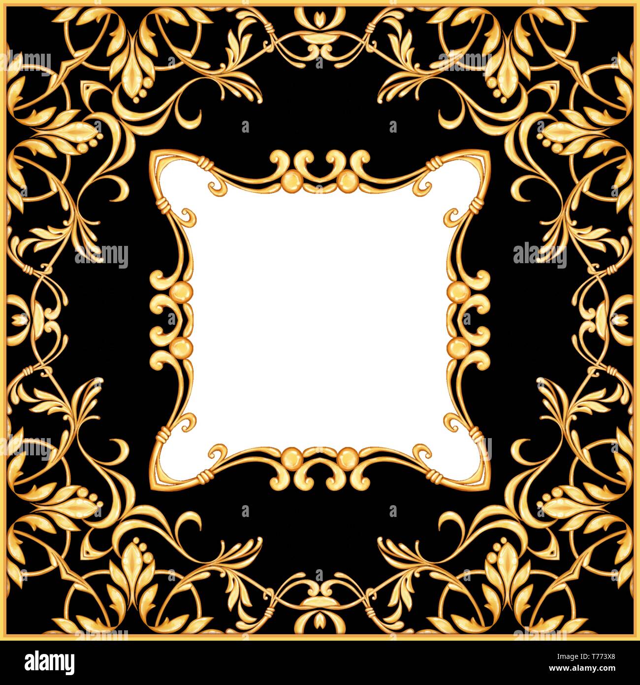 Golden baroque frame Stock Photo - Alamy