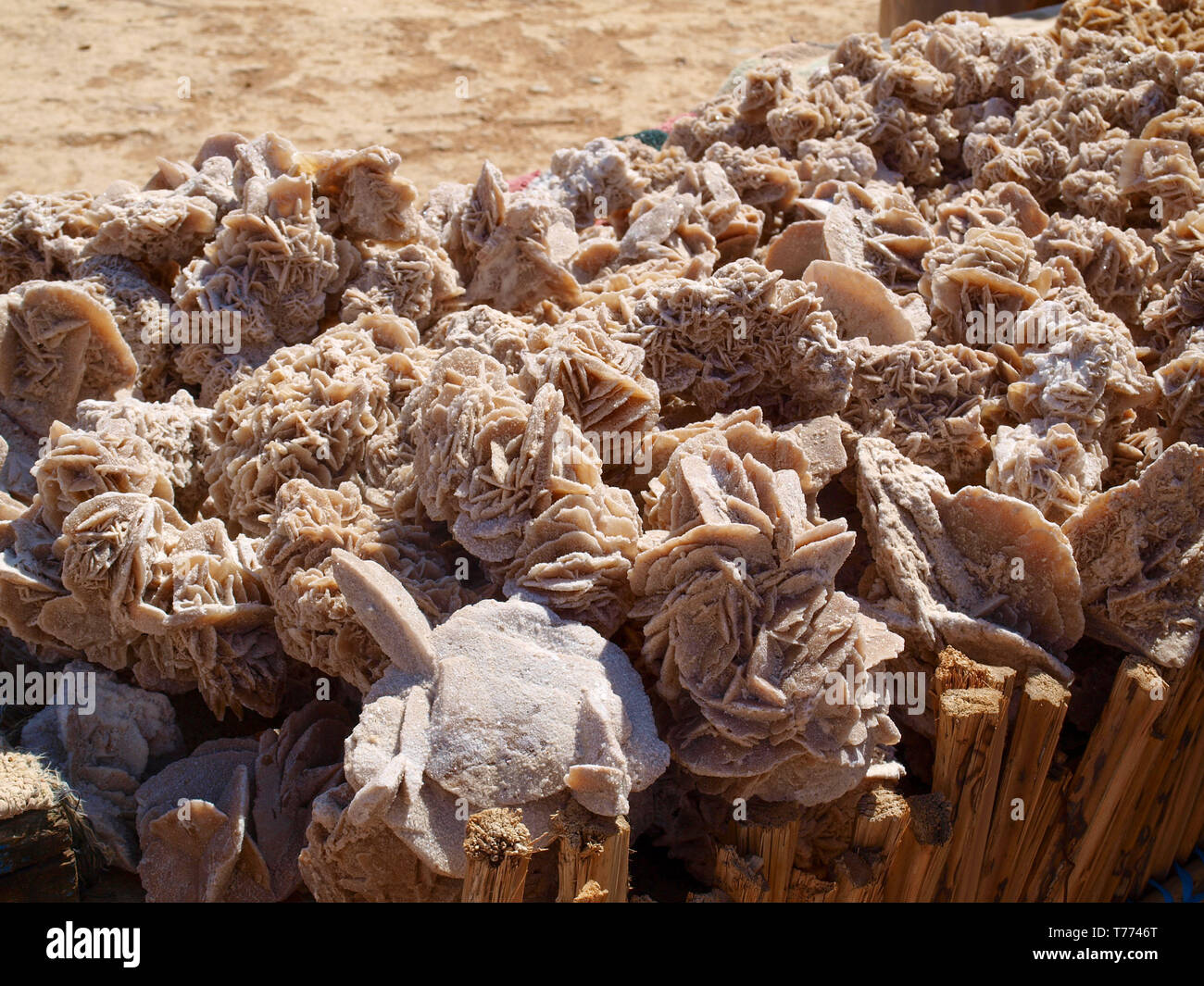 Desert roses, crystals made of the sand of Sahara and salt, Tunisian souvenirs Stock Photo