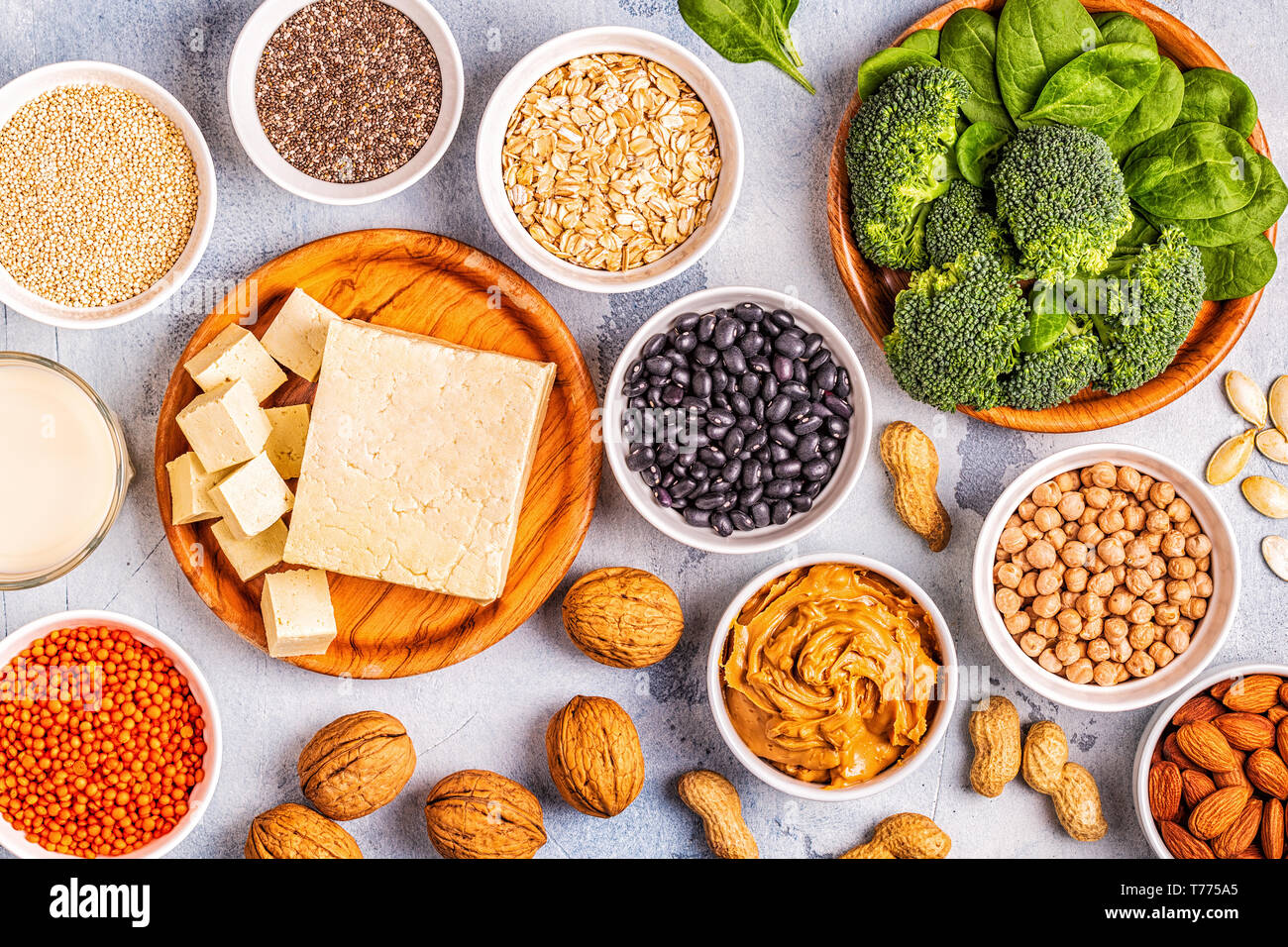 Healthy diet vegan food, veggie protein sources. Top view. Stock Photo
