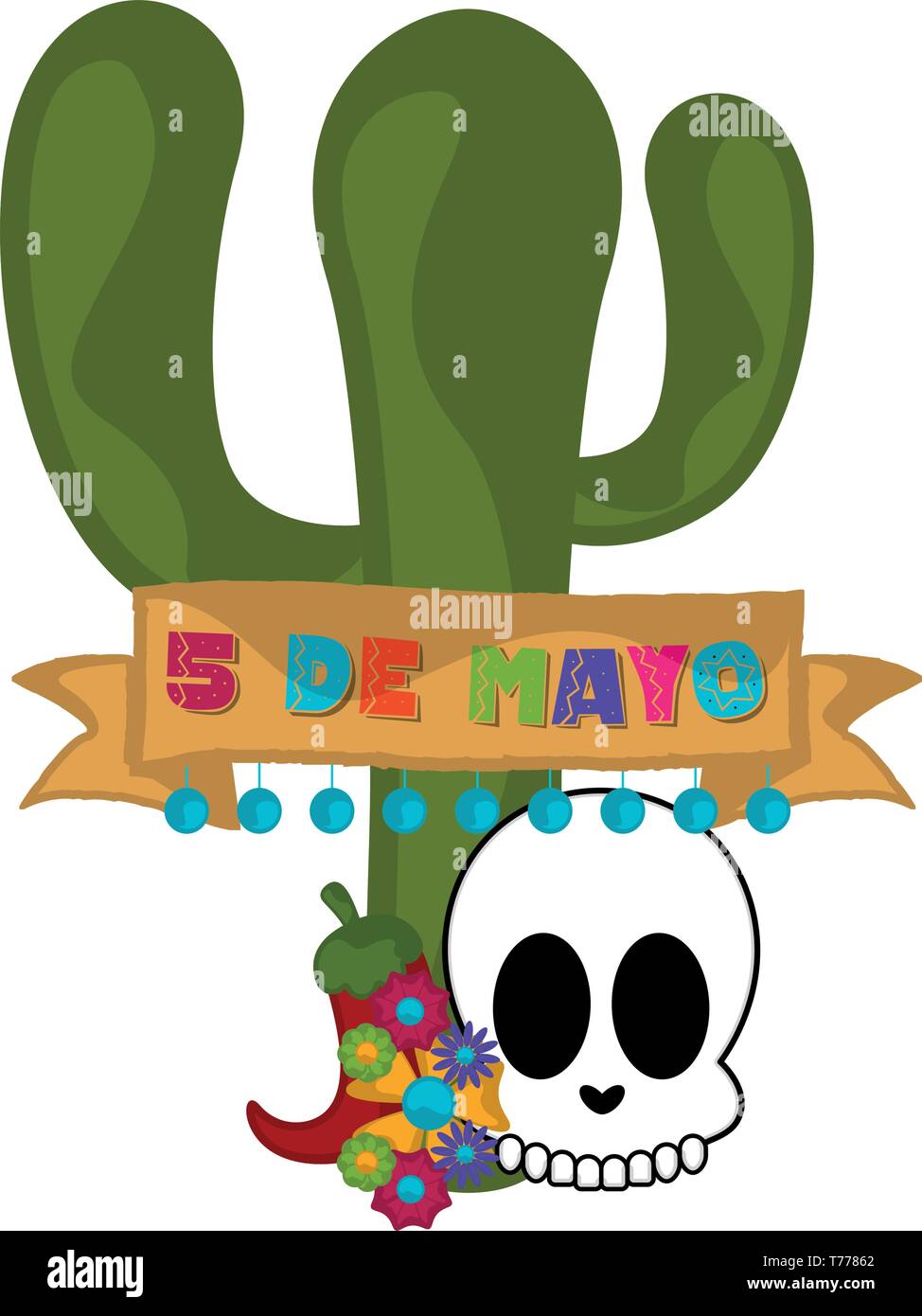 Cinco De Mayo Banner With A Cactus Stock Vector Art Illustration