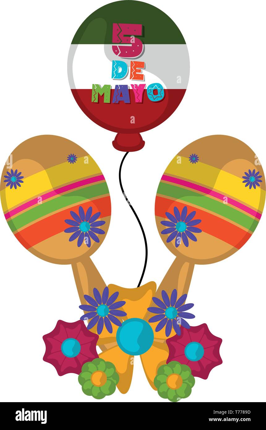 Mexican maracas with a balloon and flowers Stock Vector Image & Art - Alamy