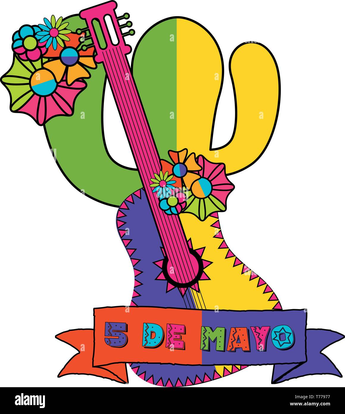 Cinco De Mayo Banner With A Cactus Stock Vector Art Illustration