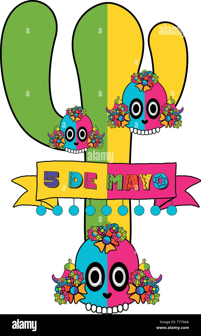 Cinco de mayo banner with a cactus Stock Vector