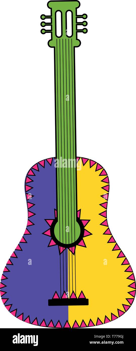 Isolated colorful and decorated mexican guitar Stock Vector Image & Art ...