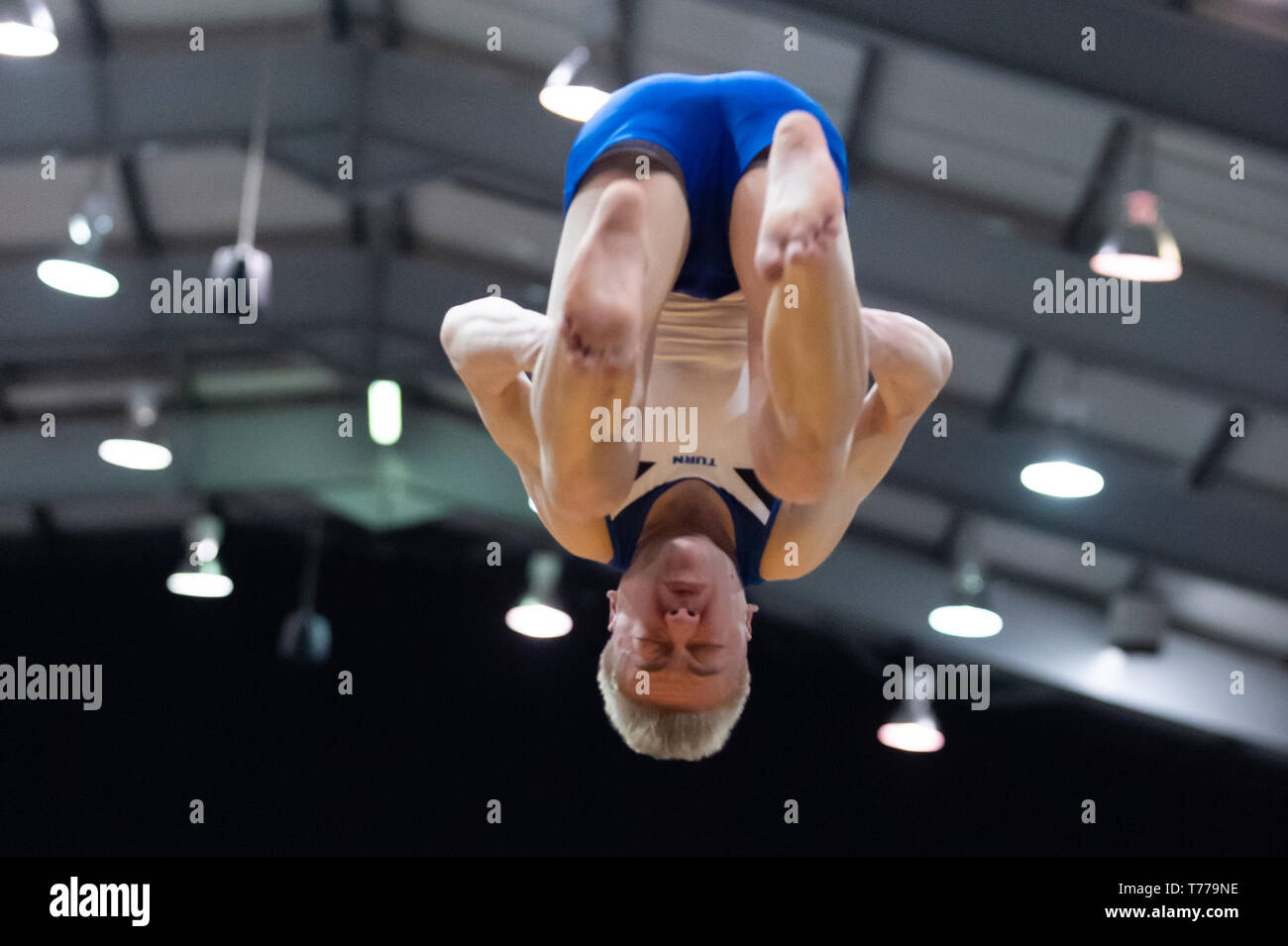 Telford, England, UK. 27 April, 2018. Will Cowen (Pinewood Gymnastics Club) in action during Spring Series 1 at the Telford International Centre, Telford, UK. Stock Photo